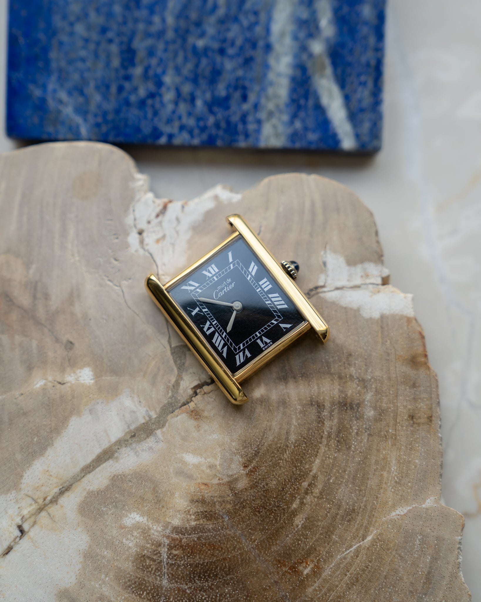 Cartier Must Tank Black Dial LM manual wind movement