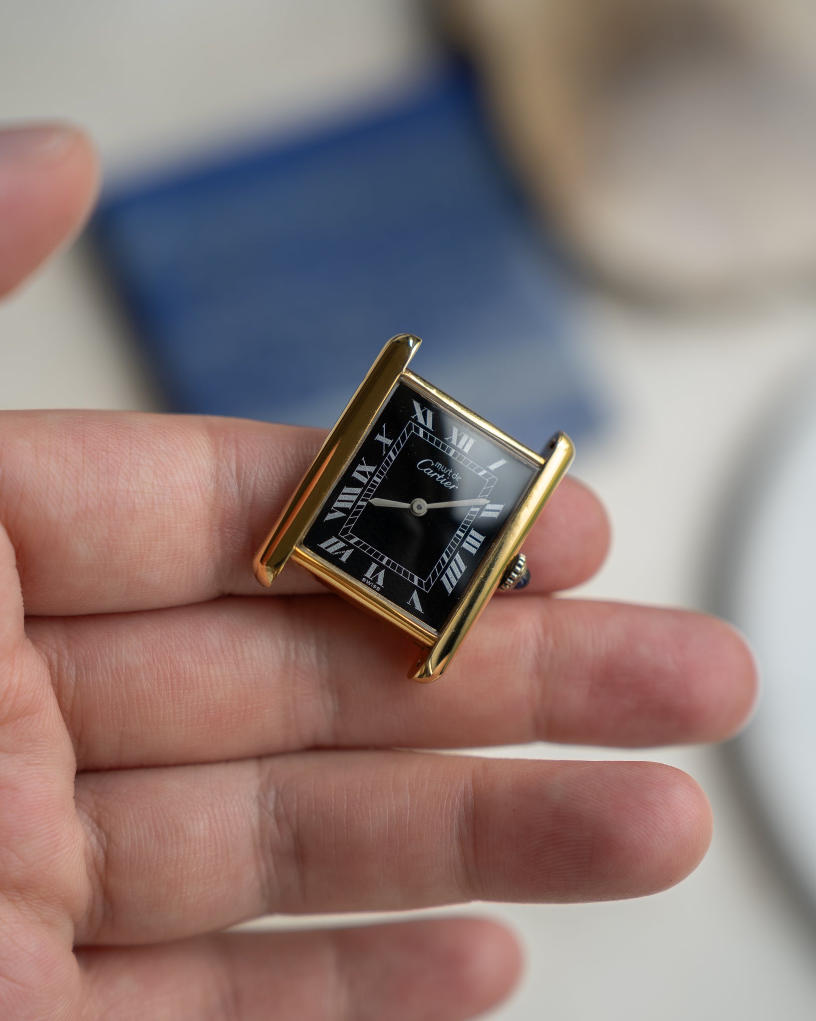 Cartier Must Tank Black Dial LM manual wind movement