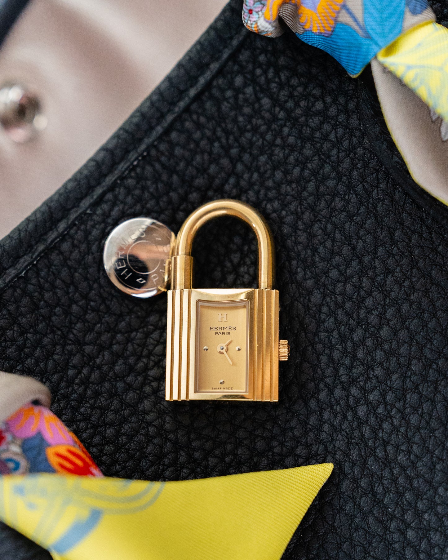 Hermès Kelly Watch with yellow calf leather strap
