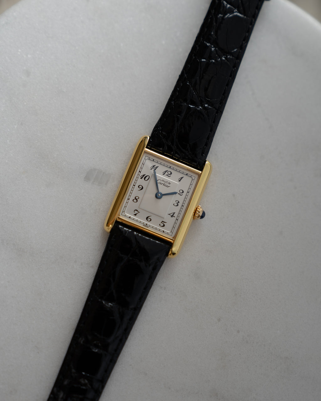 Must de Cartier Tank LM- Breguet Numeral white dial, box & buckle