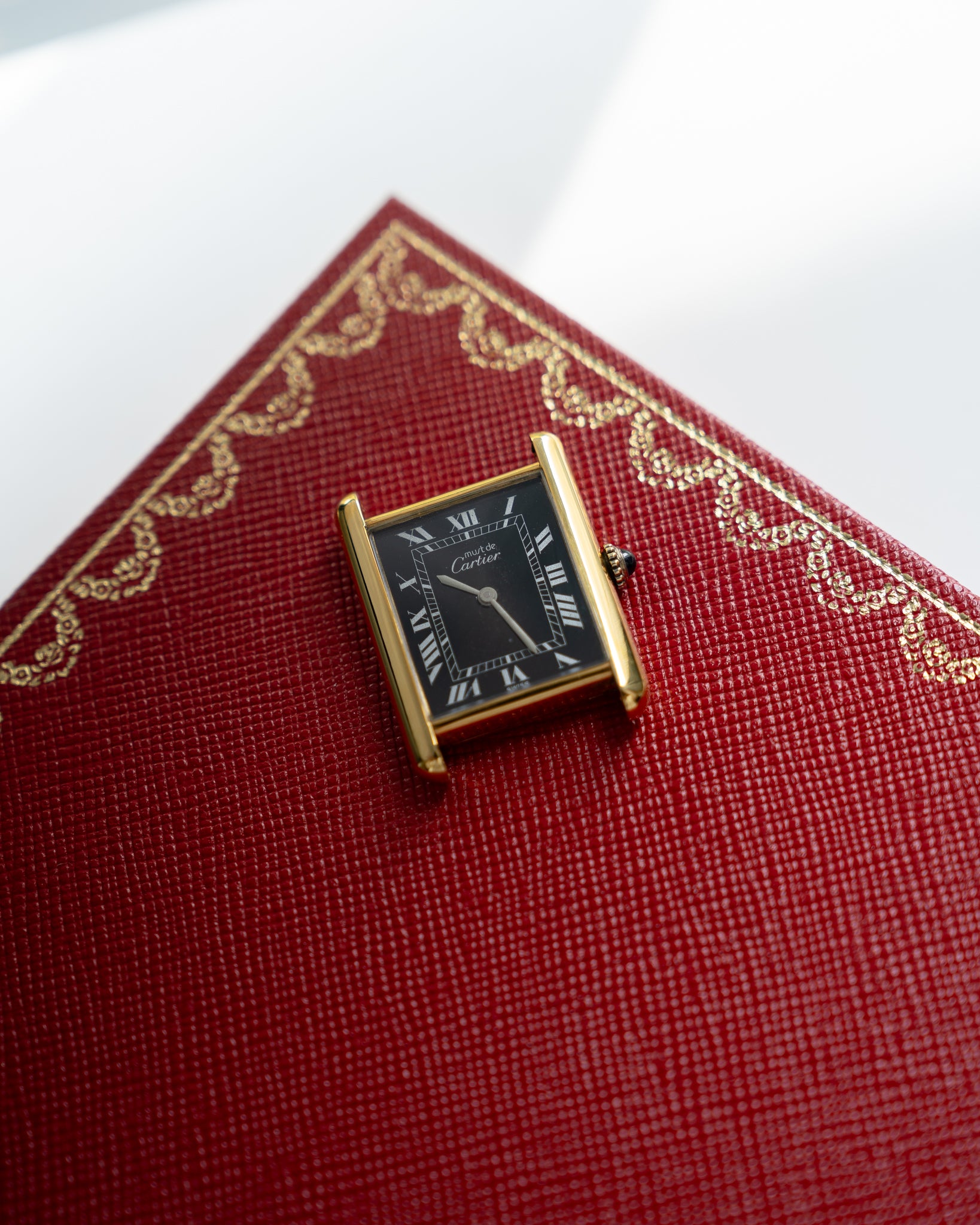 Cartier Must Tank Black Dial LM manual wind movement
