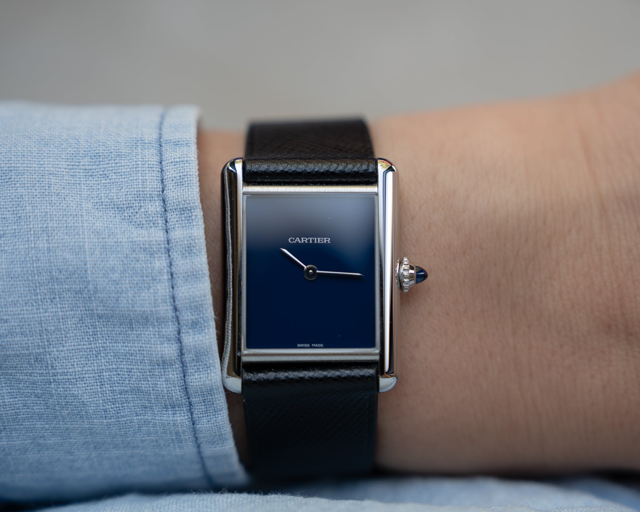 Cartier Must Tank steel, Blue dial - WSTA0055