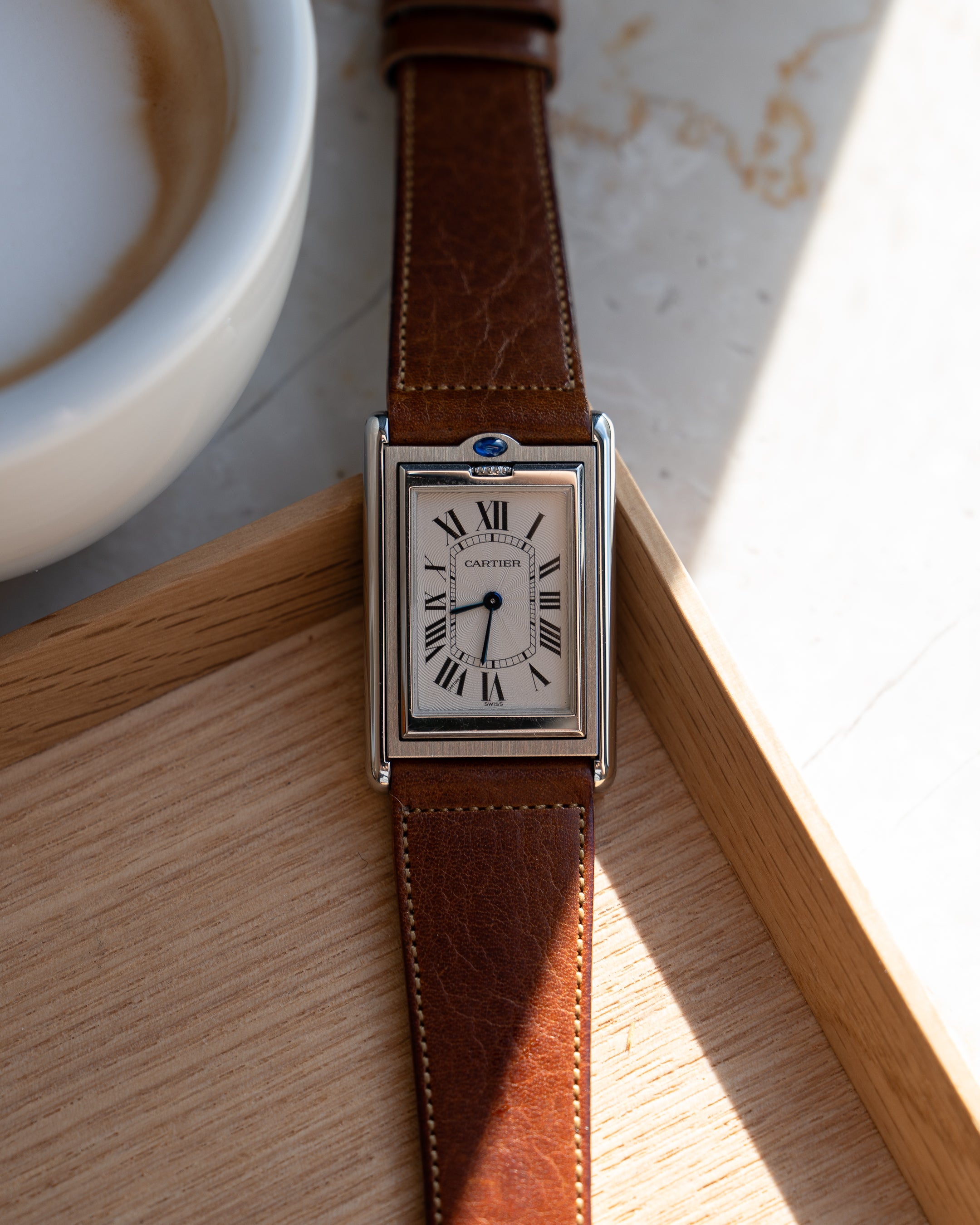 Cartier Tank Basculante in steel, ref. 2390 Mechanique, Full Set