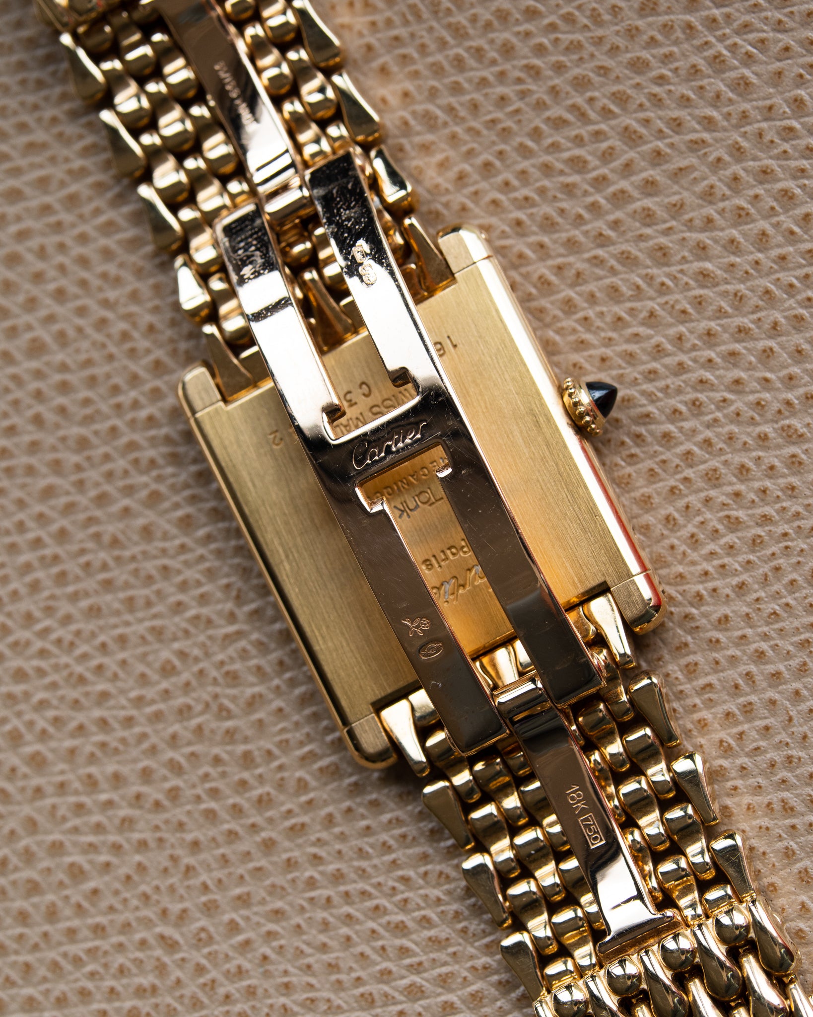 Cartier Tank Louis "Extra Flat" in YG with tear drop Gold bracelet-1990's