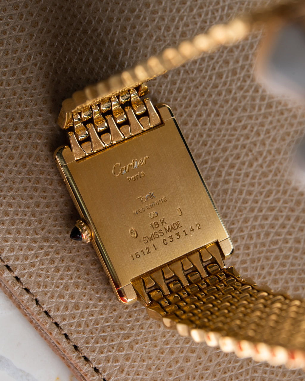 Cartier Tank Louis "Extra Flat" in YG with tear drop Gold bracelet-1990's