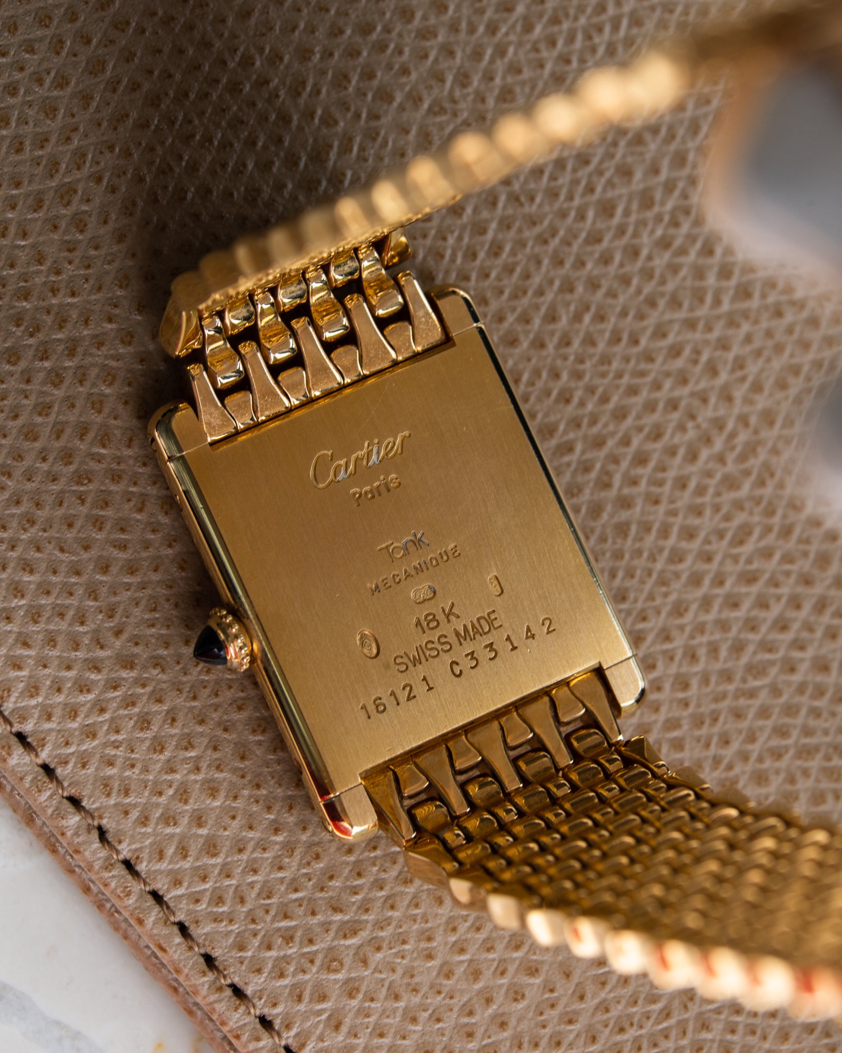 Cartier Tank Louis "Extra Flat" in YG with tear drop Gold bracelet-1990's