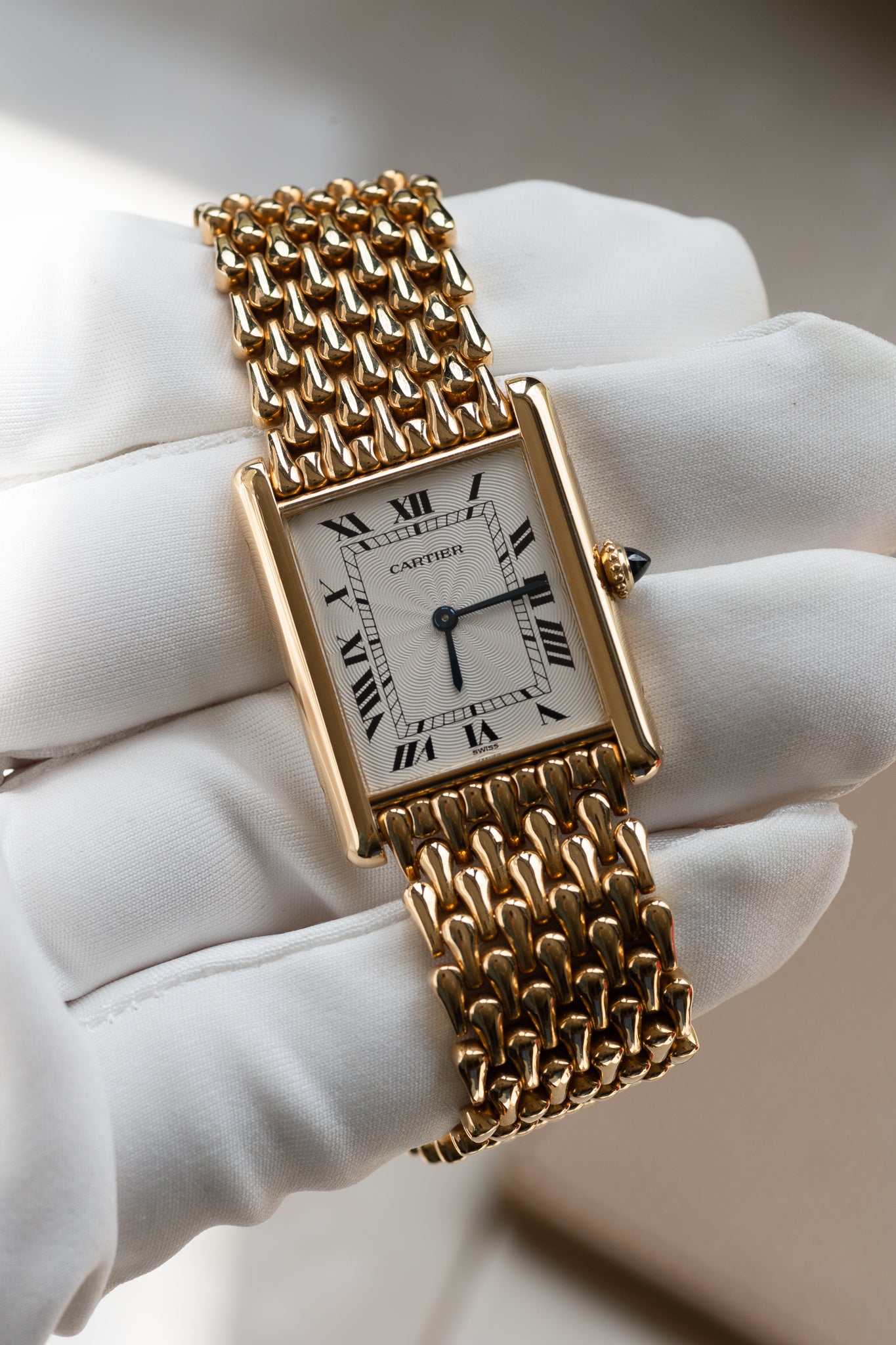 Cartier Tank Louis Extra Flat in YG with tear drop Gold bracelet-199 –  Special Dial