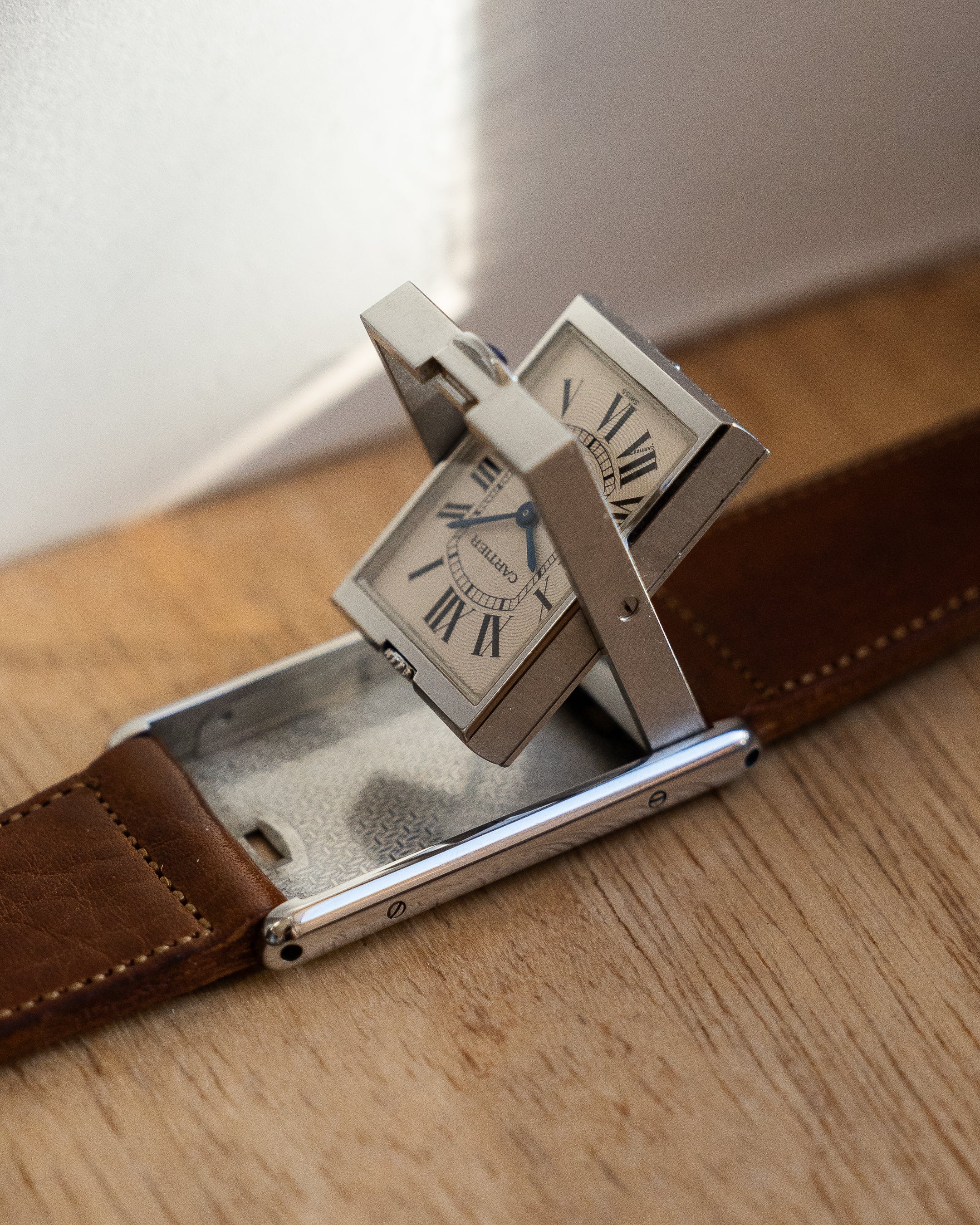 Cartier Tank Basculante in steel, ref. 2390 Mechanique, Full Set