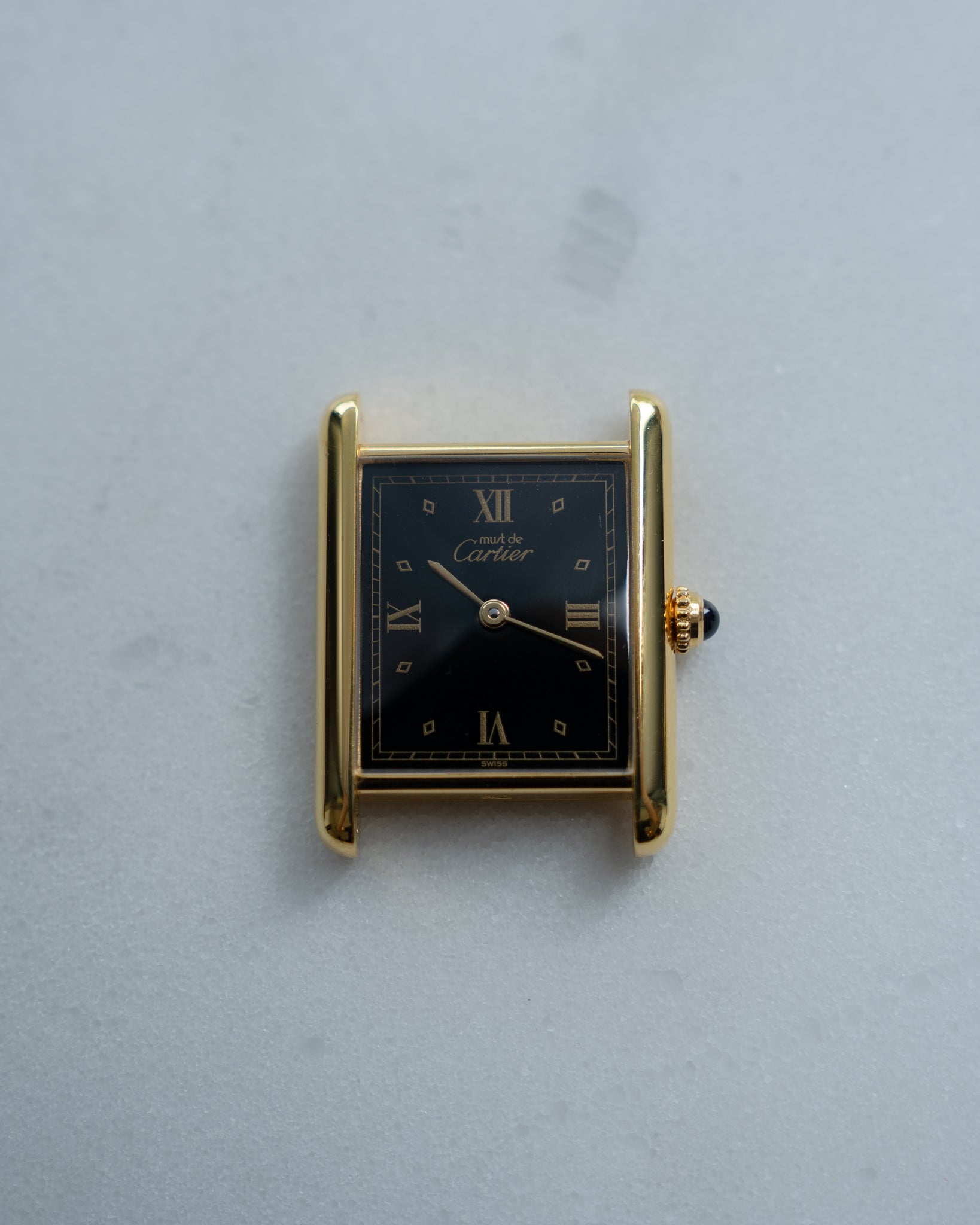 Cartier Must Tank black dial Roman Numeral LM size - Box & Papers