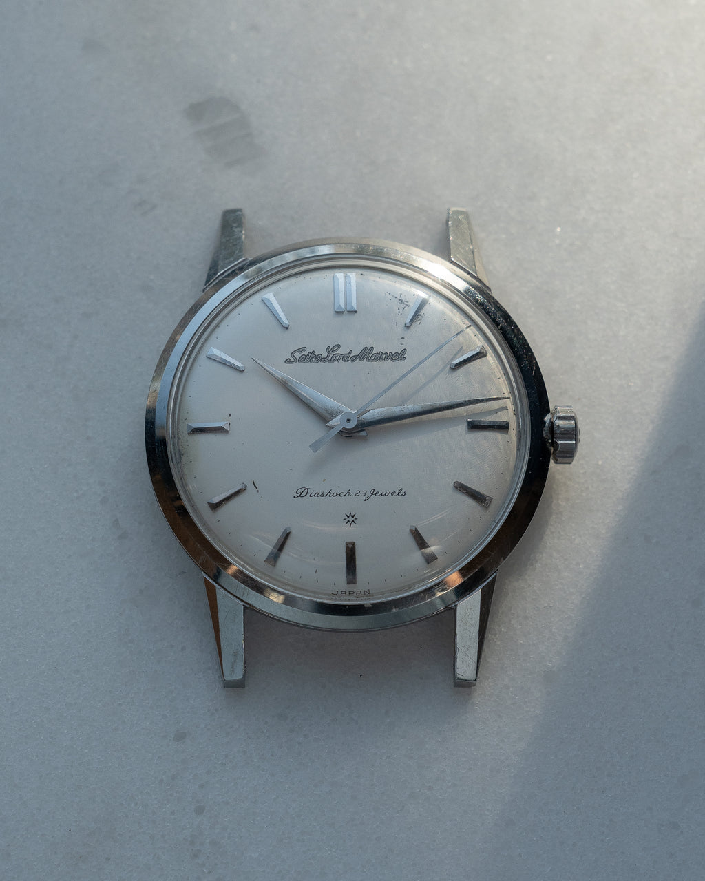 Seiko Lord Marvel 1st generation in steel, carved Mark 2 dial, "special dial"