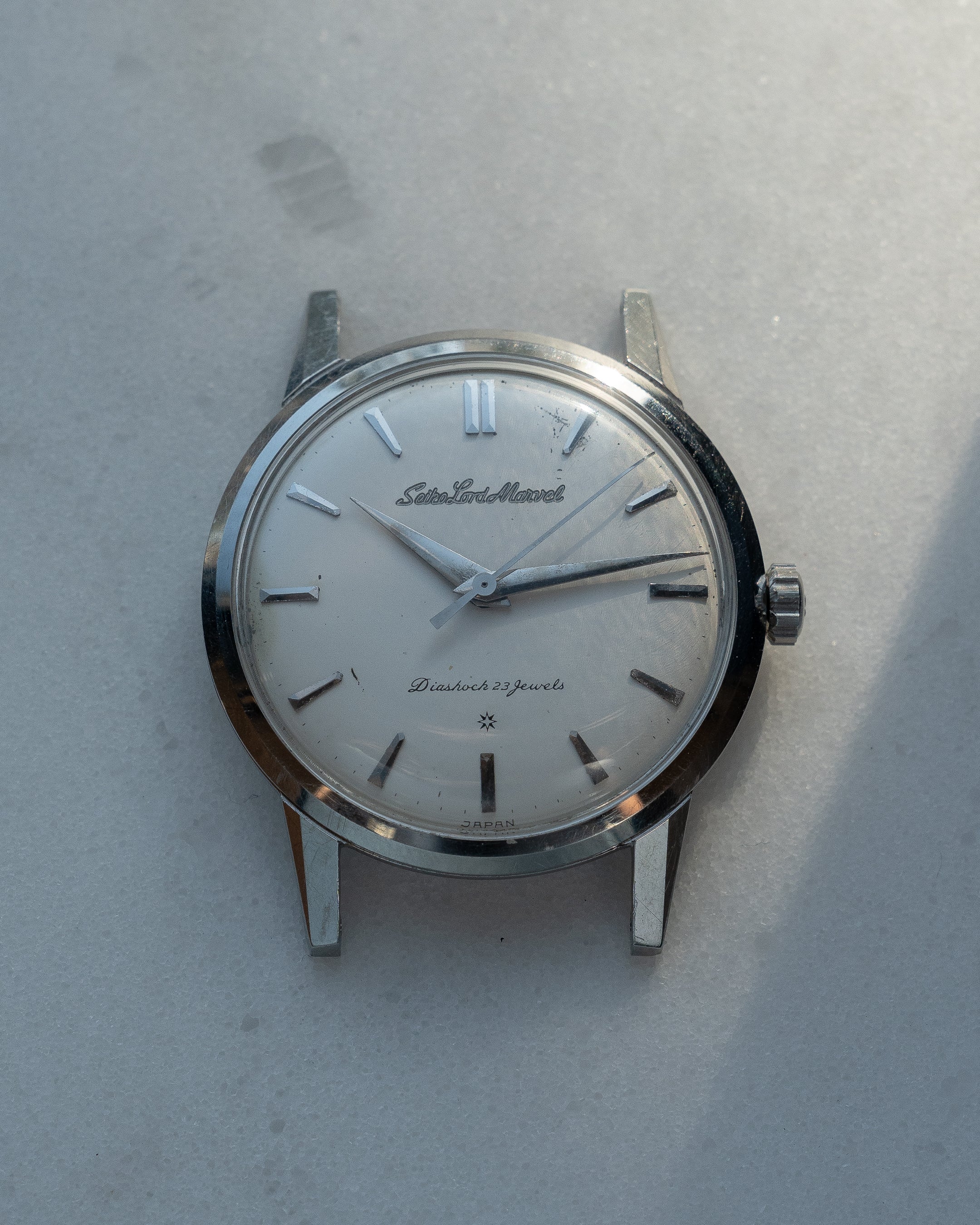 Seiko Lord Marvel 1st generation in steel, carved Mark 2 dial, "special dial"