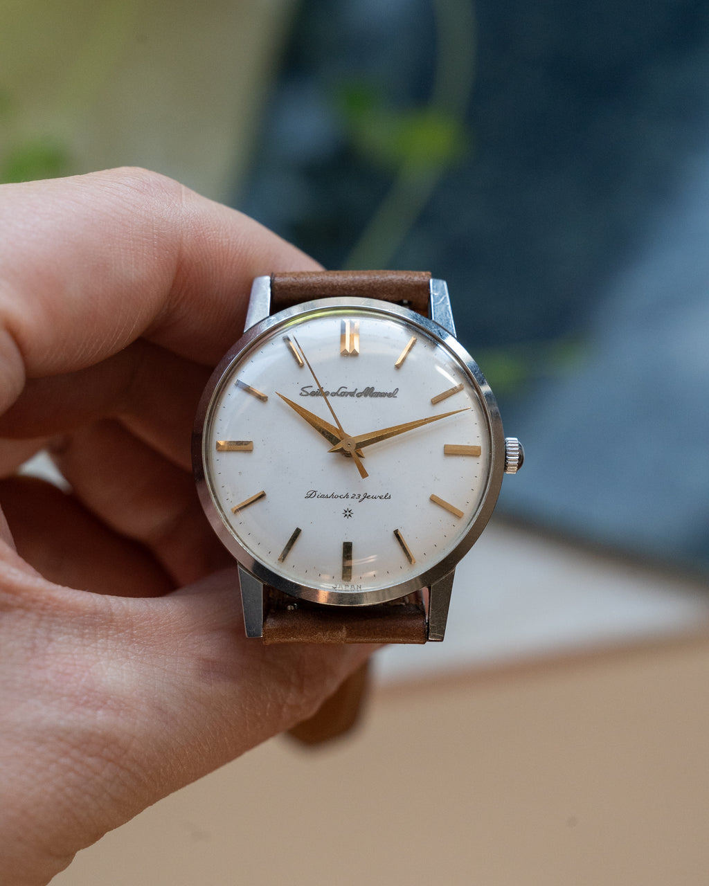 Seiko Lord Marvel 1st generation, carved mark 3 dial, Oct 1959, "Shirokin"