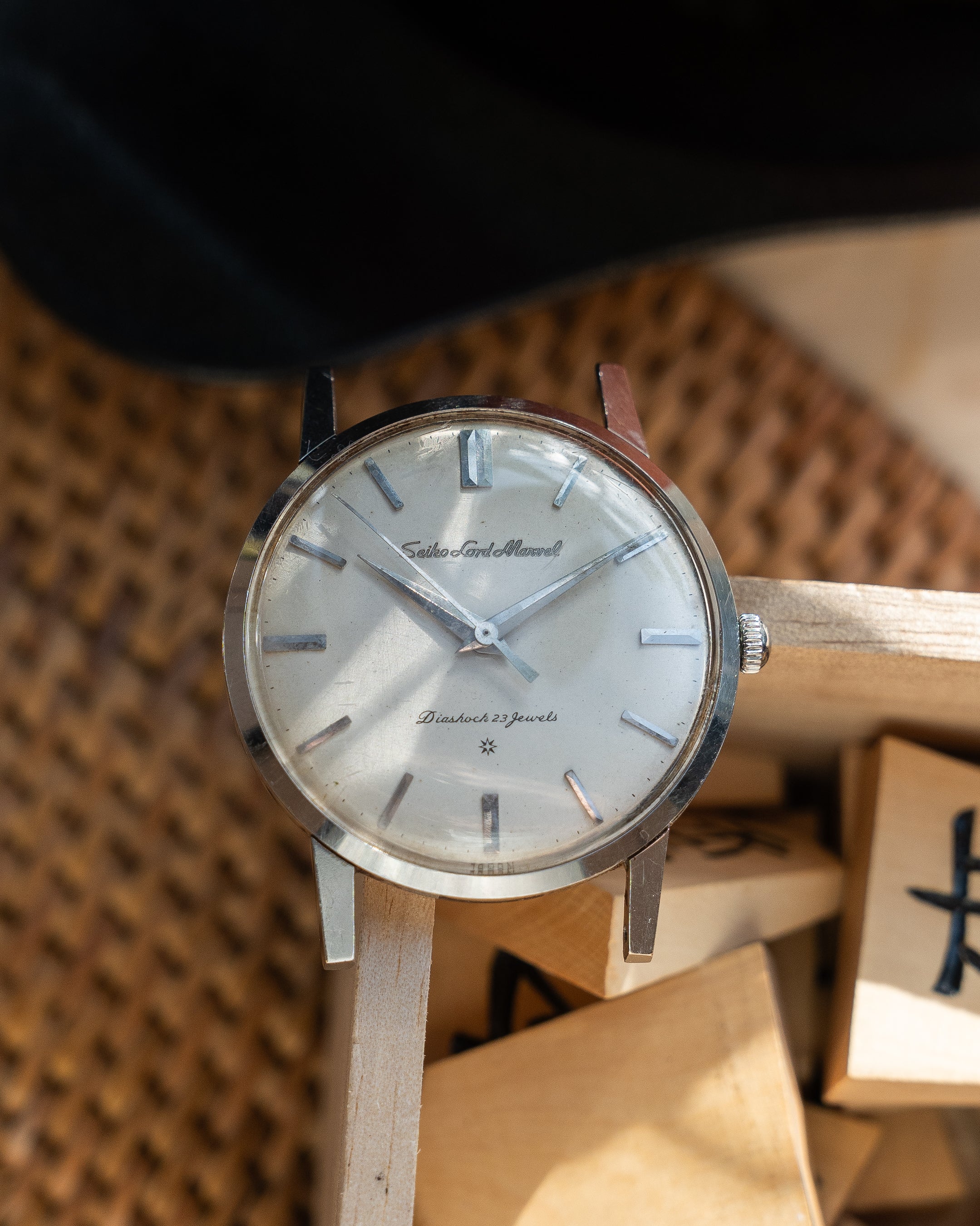 Seiko Lord Marvel 1st generation, carved mark 3 dial in steel, June 1960, J14038