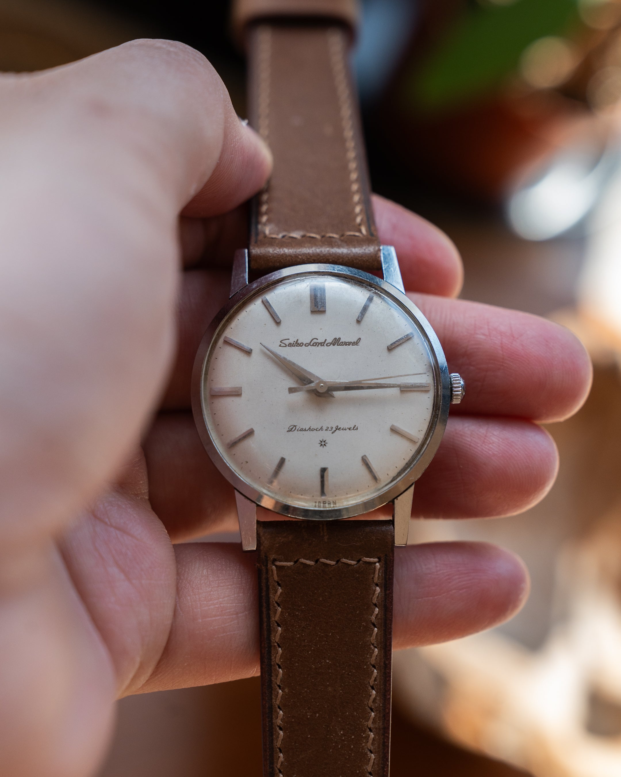 Seiko Lord Marvel 1st generation, carved mark 3 dial in steel, June 1960, J14038