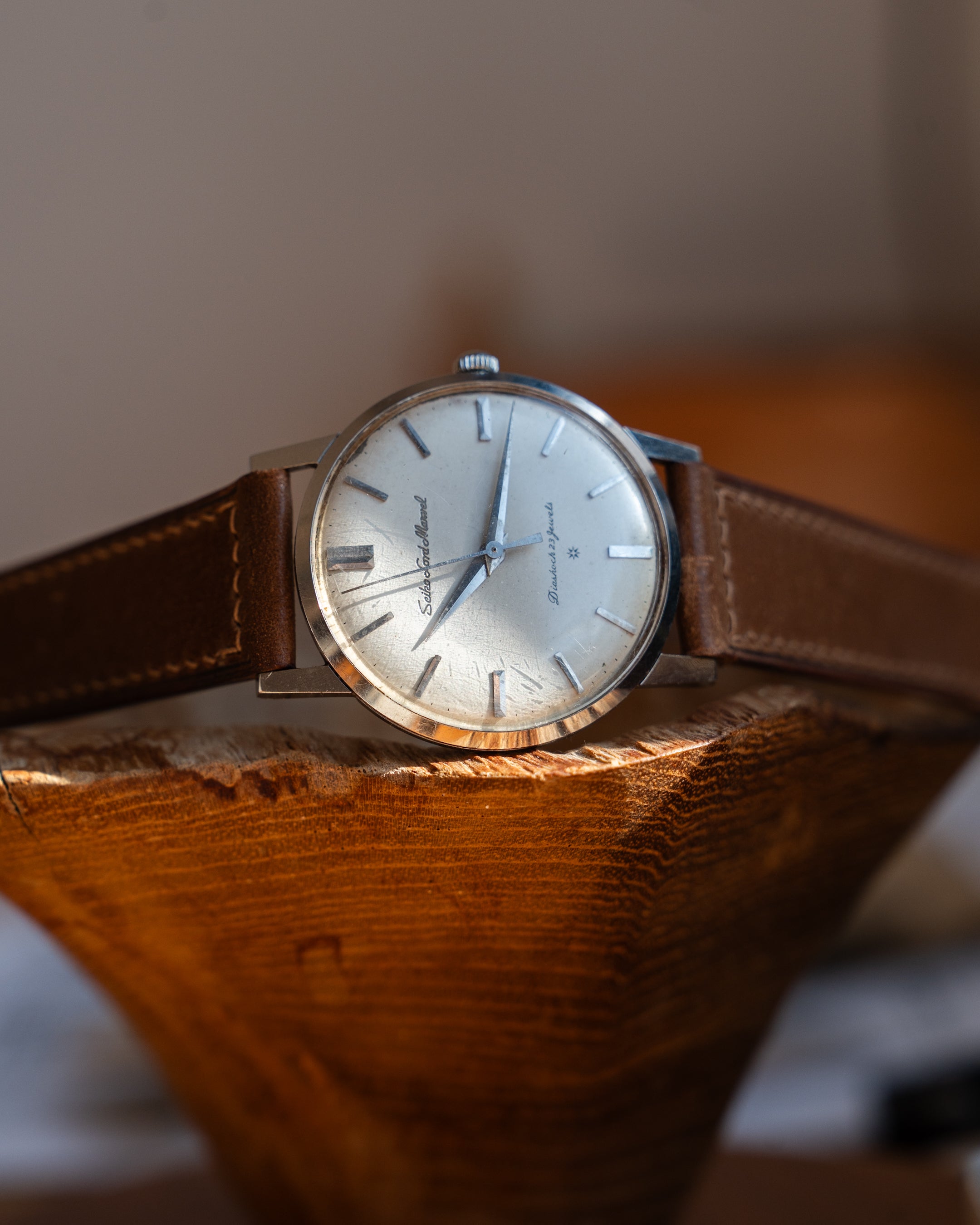 Seiko Lord Marvel 1st generation, carved mark 3 dial in steel, June 1960, J14038