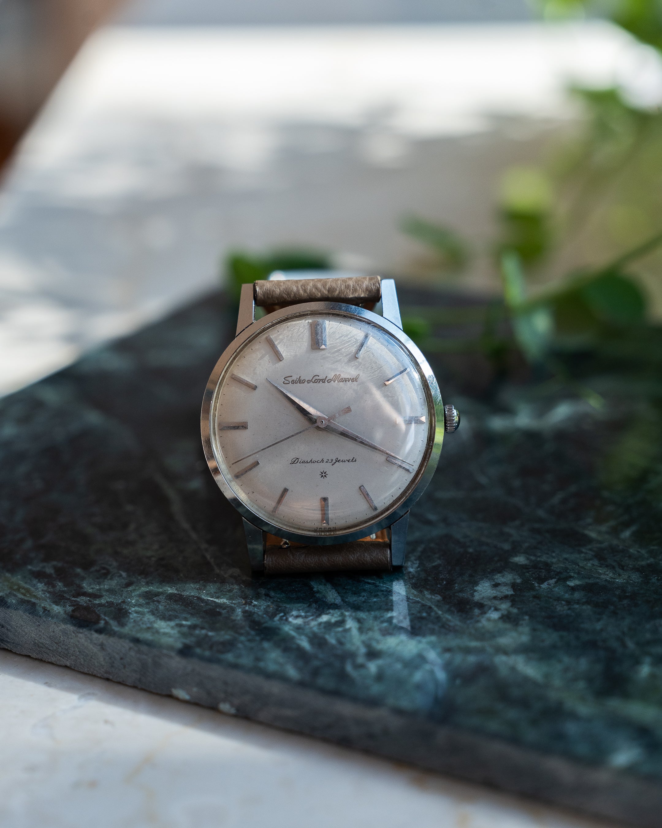 Seiko Lord Marvel 1st generation, carved mark 3 dial in steel, June 1960, J14038