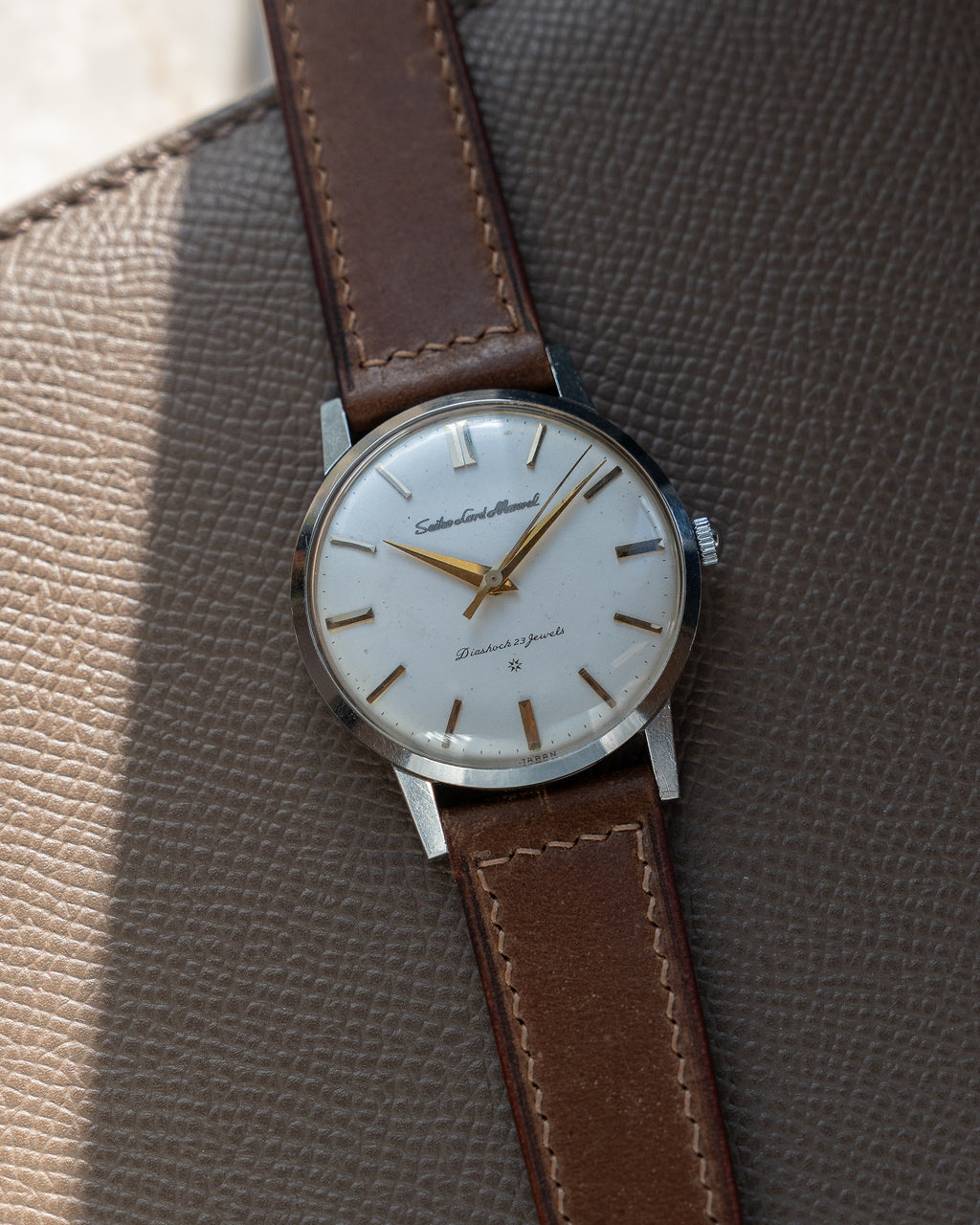 Seiko Lord Marvel 1st generation, carved mark 3 dial, Oct 1959, "Shirokin"