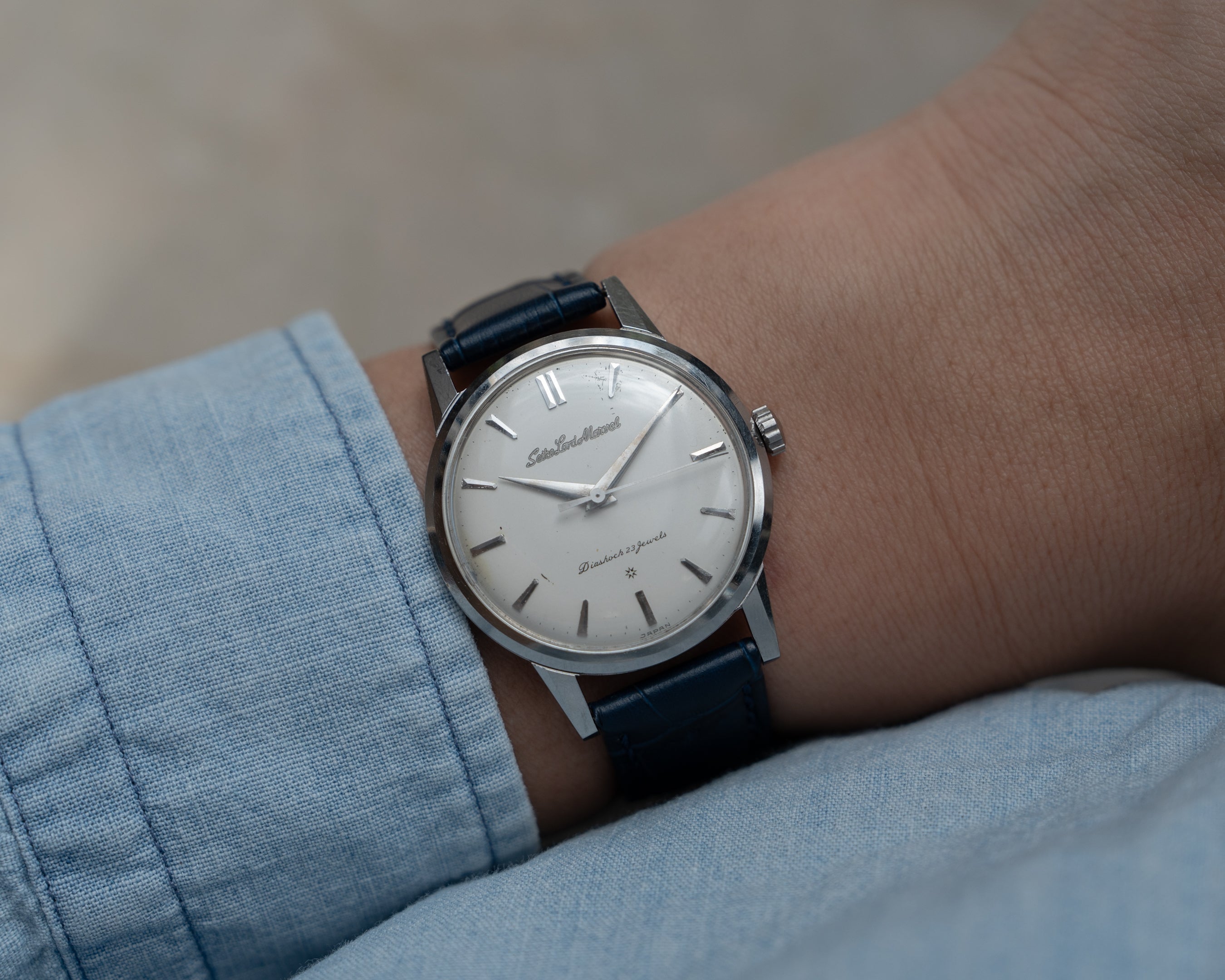 Seiko Lord Marvel 1st generation in steel, carved Mark 2 dial, "special dial"