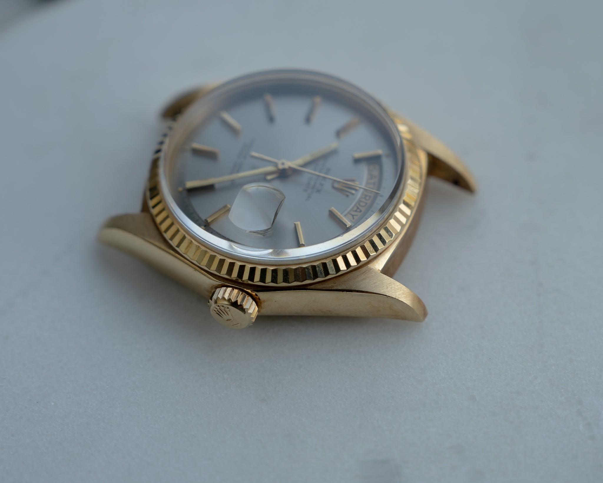 Rolex Day-Date in Yellow Gold ref 1803 Grey Dial 1971 on President bracelet
