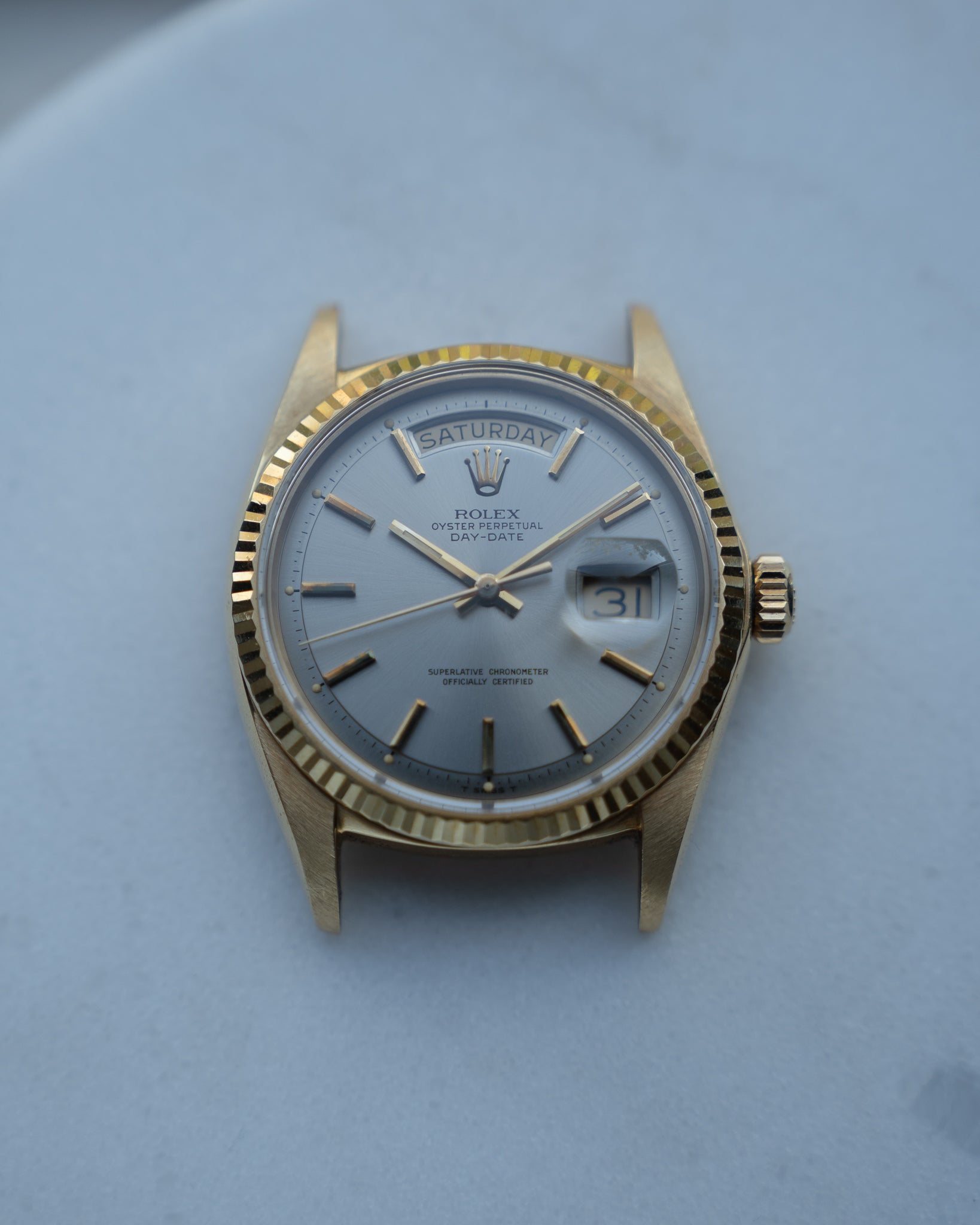 Rolex Day-Date in Yellow Gold ref 1803 Grey Dial 1971 on President bracelet