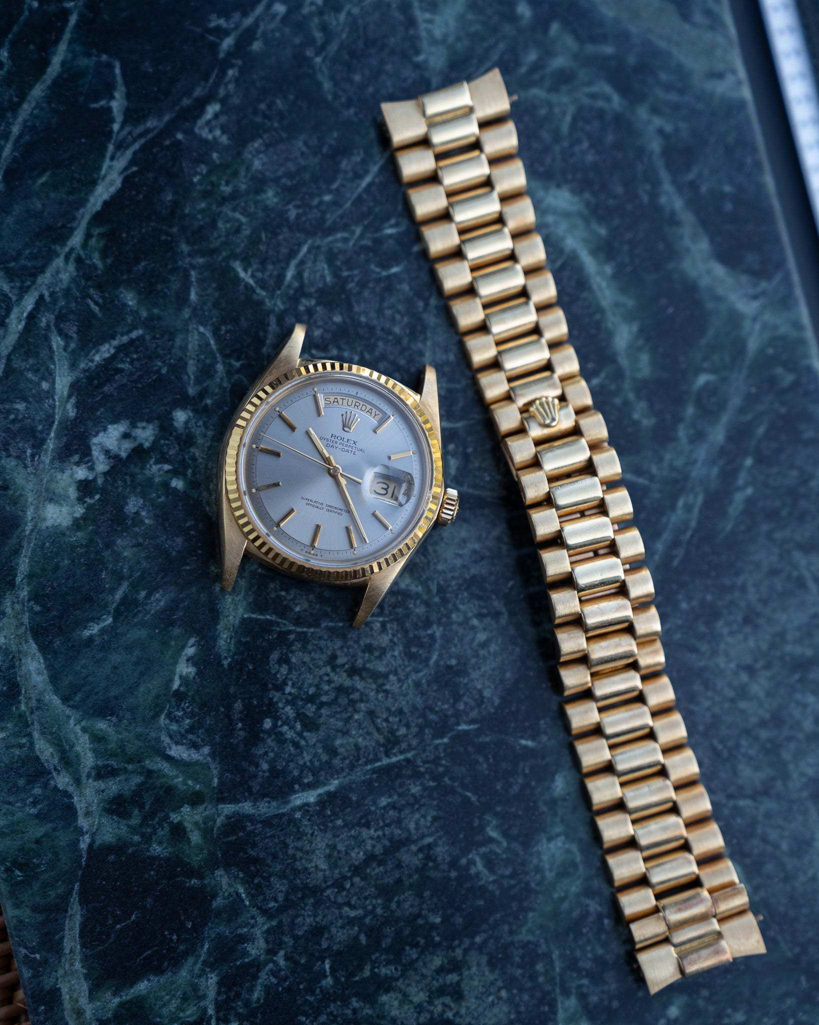 Rolex Day-Date in Yellow Gold ref 1803 Grey Dial 1971 on President bracelet