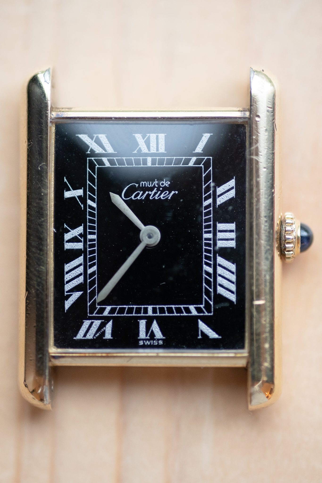 Cartier Must Tank Black Dial LM manual wind movement - Box&Papers