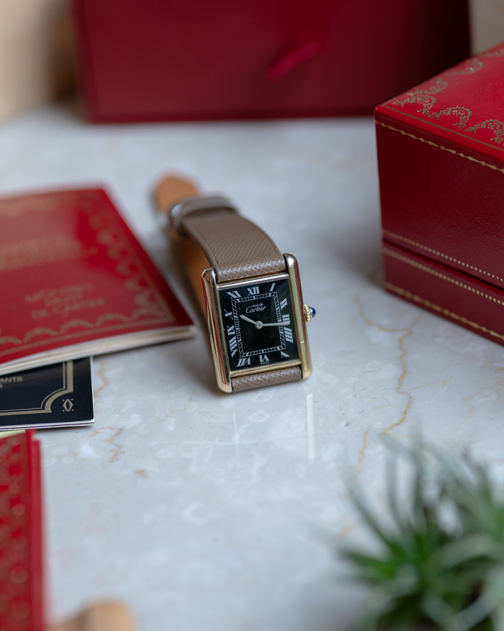 Cartier Must Tank Black Dial LM manual wind movement - Box&Papers