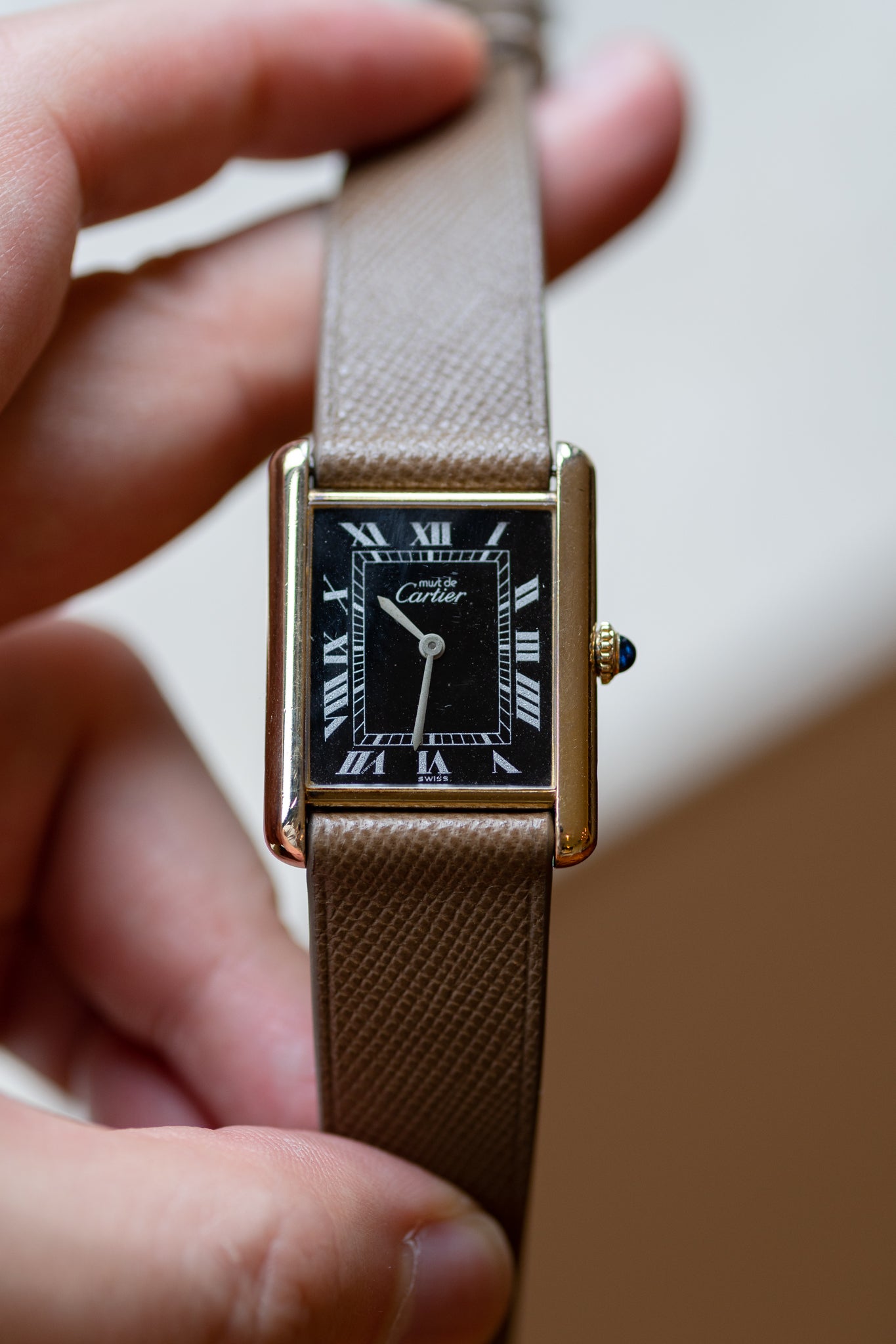 Cartier Must Tank Black Dial LM manual wind movement - Box&Papers