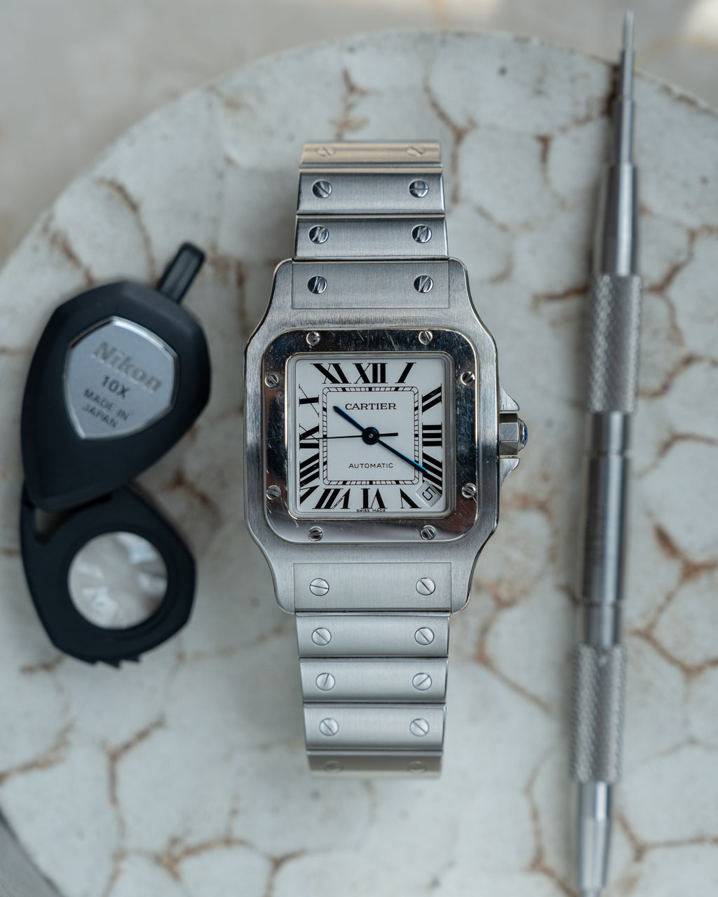 Cartier Santos Galbée reference 2823, XL (extra large size) in steel, full set