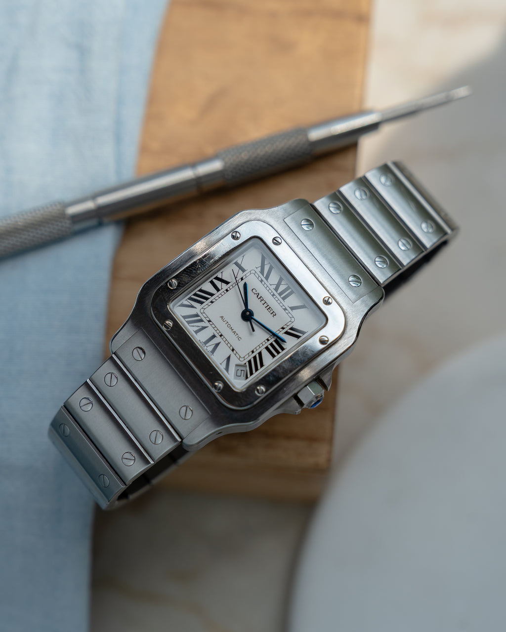 Cartier Santos Galbée reference 2823, XL (extra large size) in steel, full set