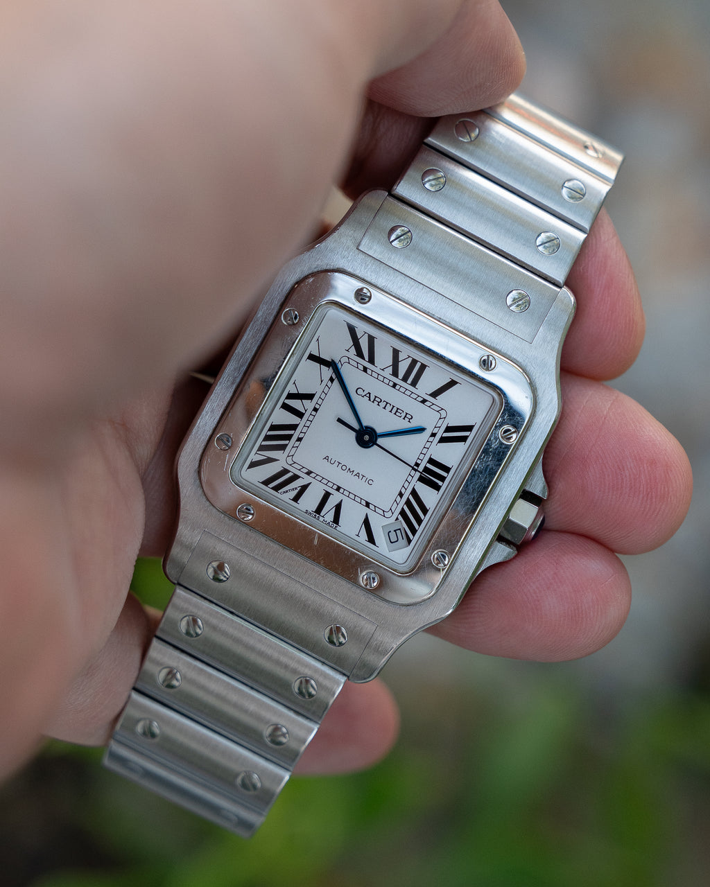 Cartier Santos Galbée reference 2823, XL (extra large size) in steel, full set