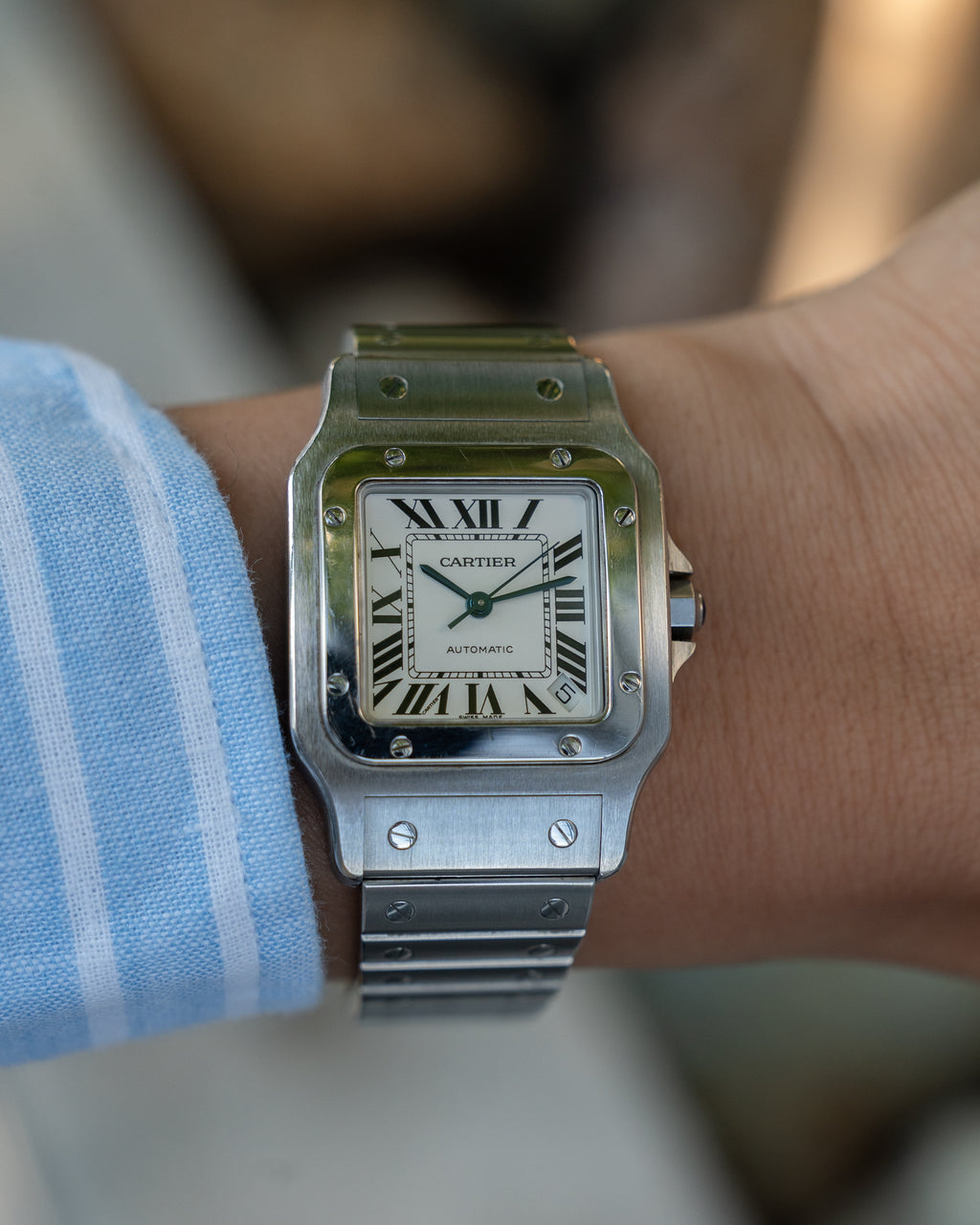 Cartier Santos Galbée reference 2823, XL (extra large size) in steel, full set