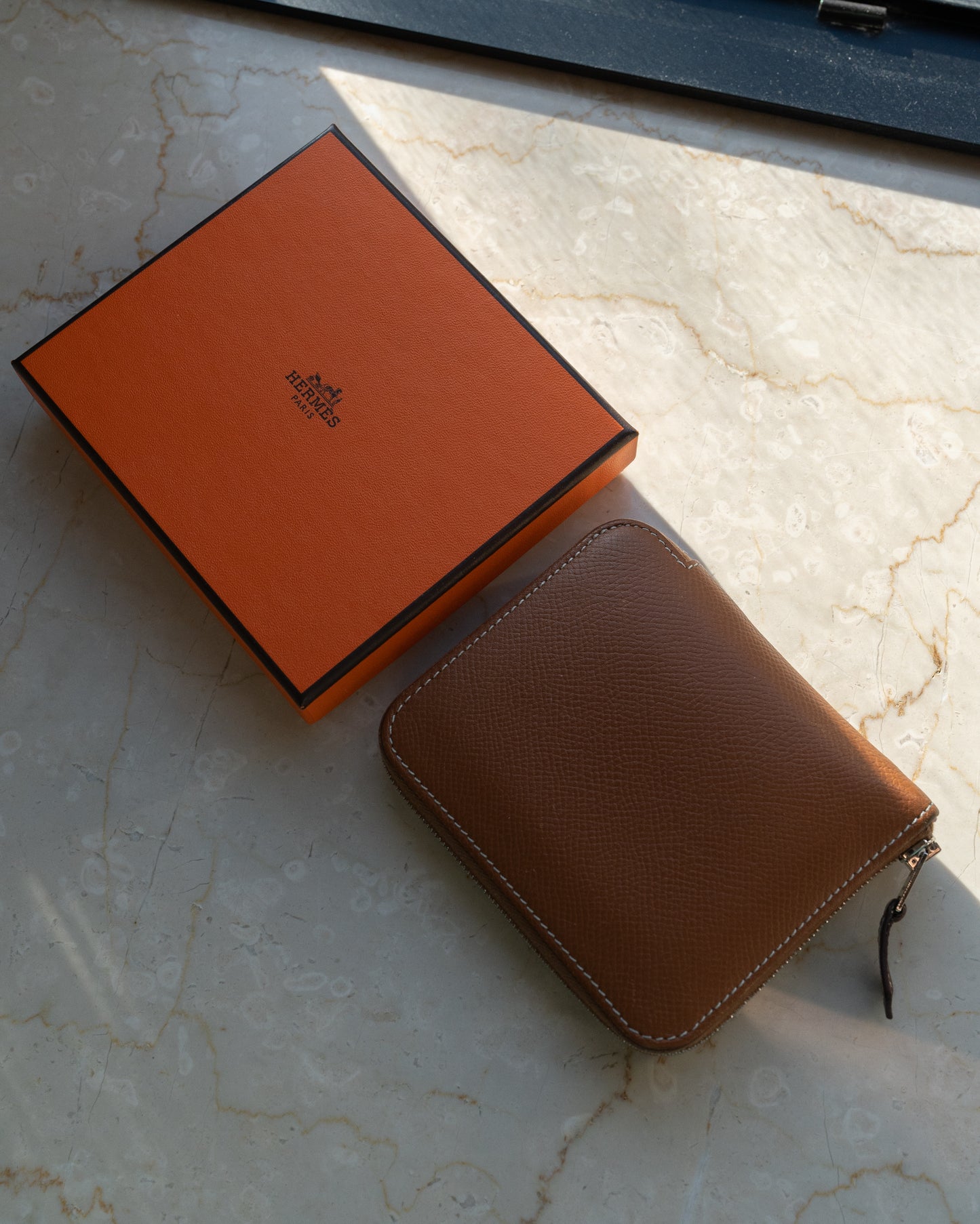 Hermès Silk'In Compact Leather Wallet featuring gold epsom leather