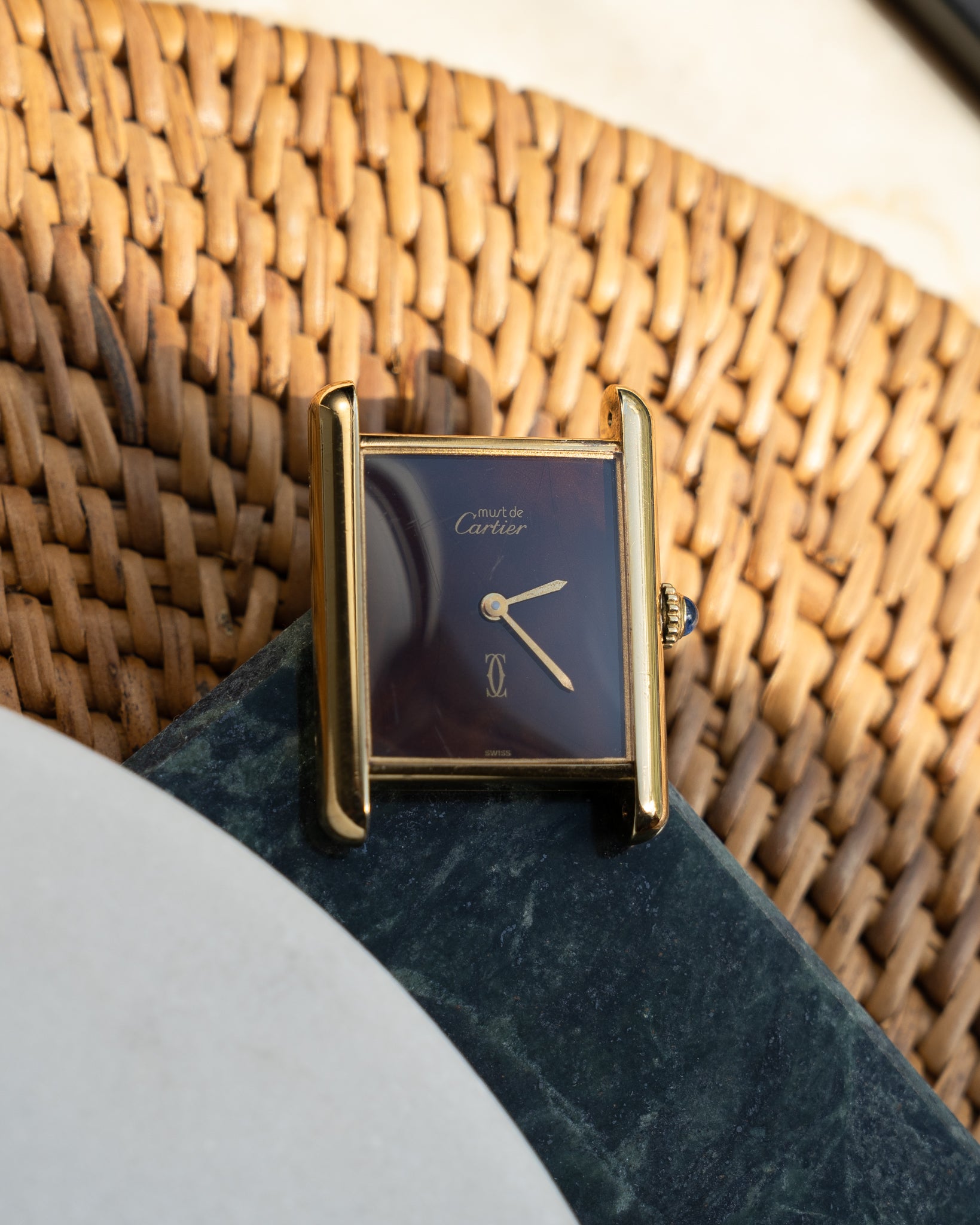 Cartier Must Tank Brown "Wood" effect Lacquer Dial, LM mechanical movement