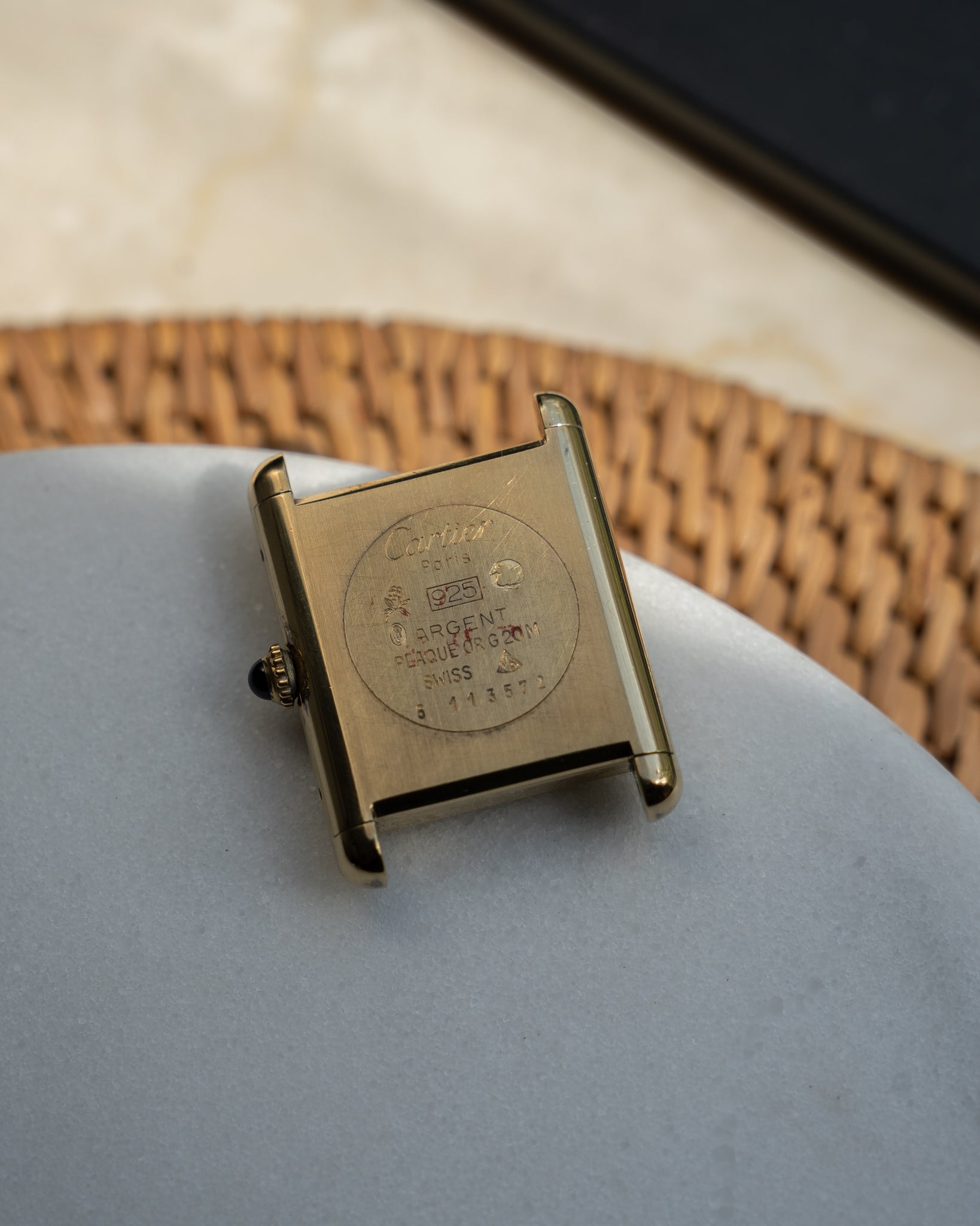 Cartier Must Tank Brown "Wood" effect Lacquer Dial, LM mechanical movement