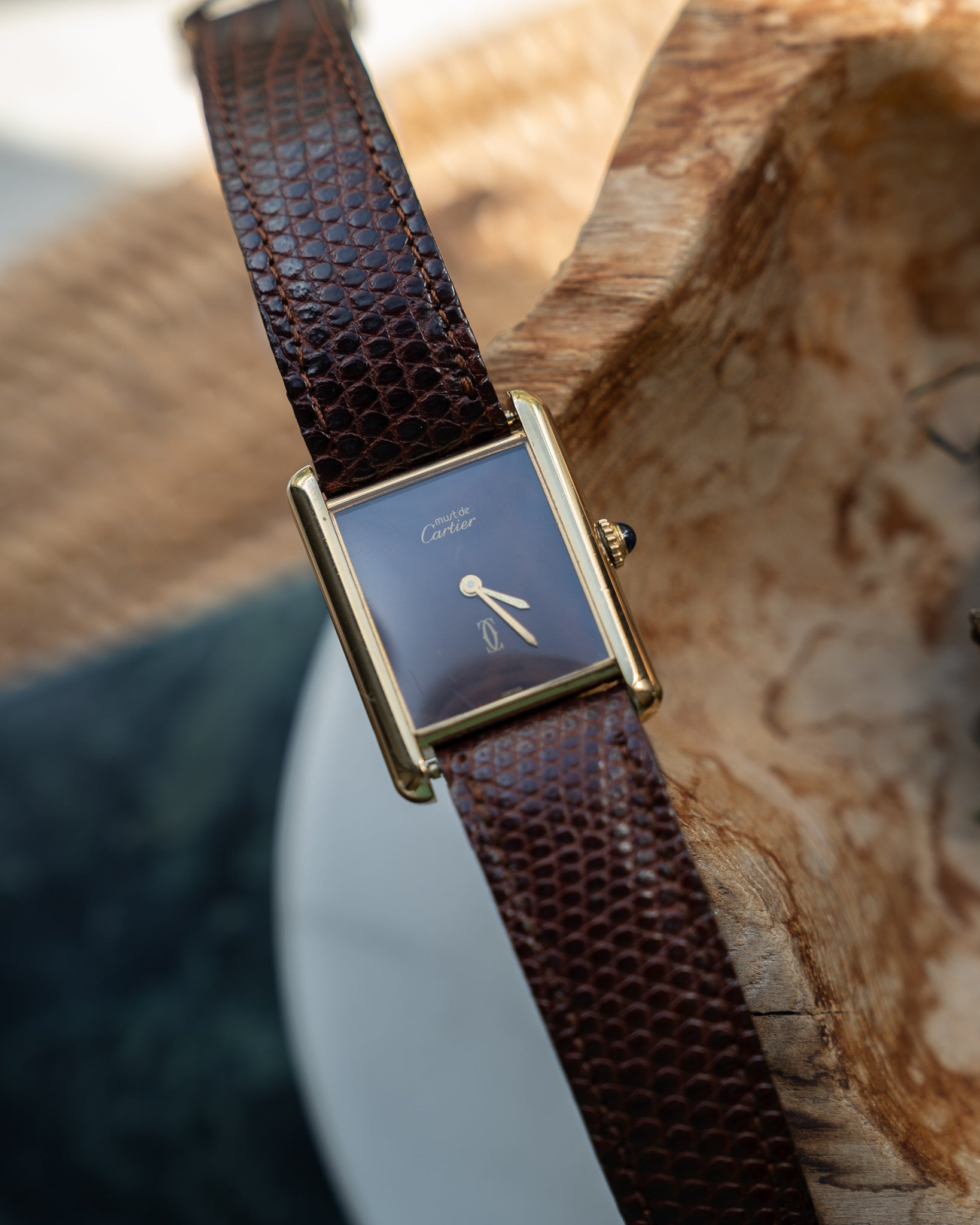Cartier Must Tank Brown "Wood" effect Lacquer Dial, LM mechanical movement