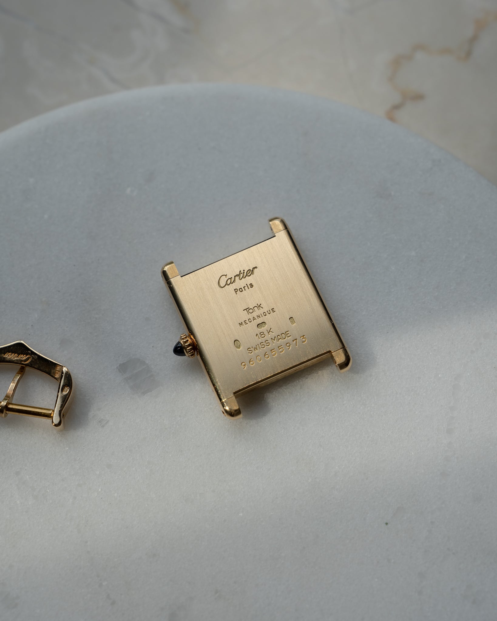 Cartier Tank Louis "extra flat" YG guilloche dial, Frederique Piguet Cal. 21, full set