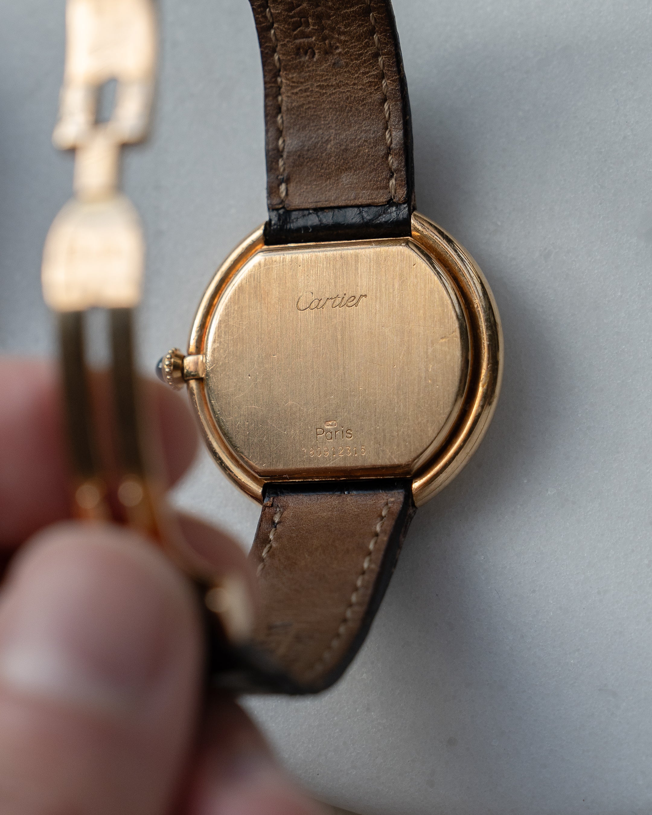Cartier Ellipse 18k Yellow Gold, Paris Dial, LM size 1970's with 18k deployant buckle