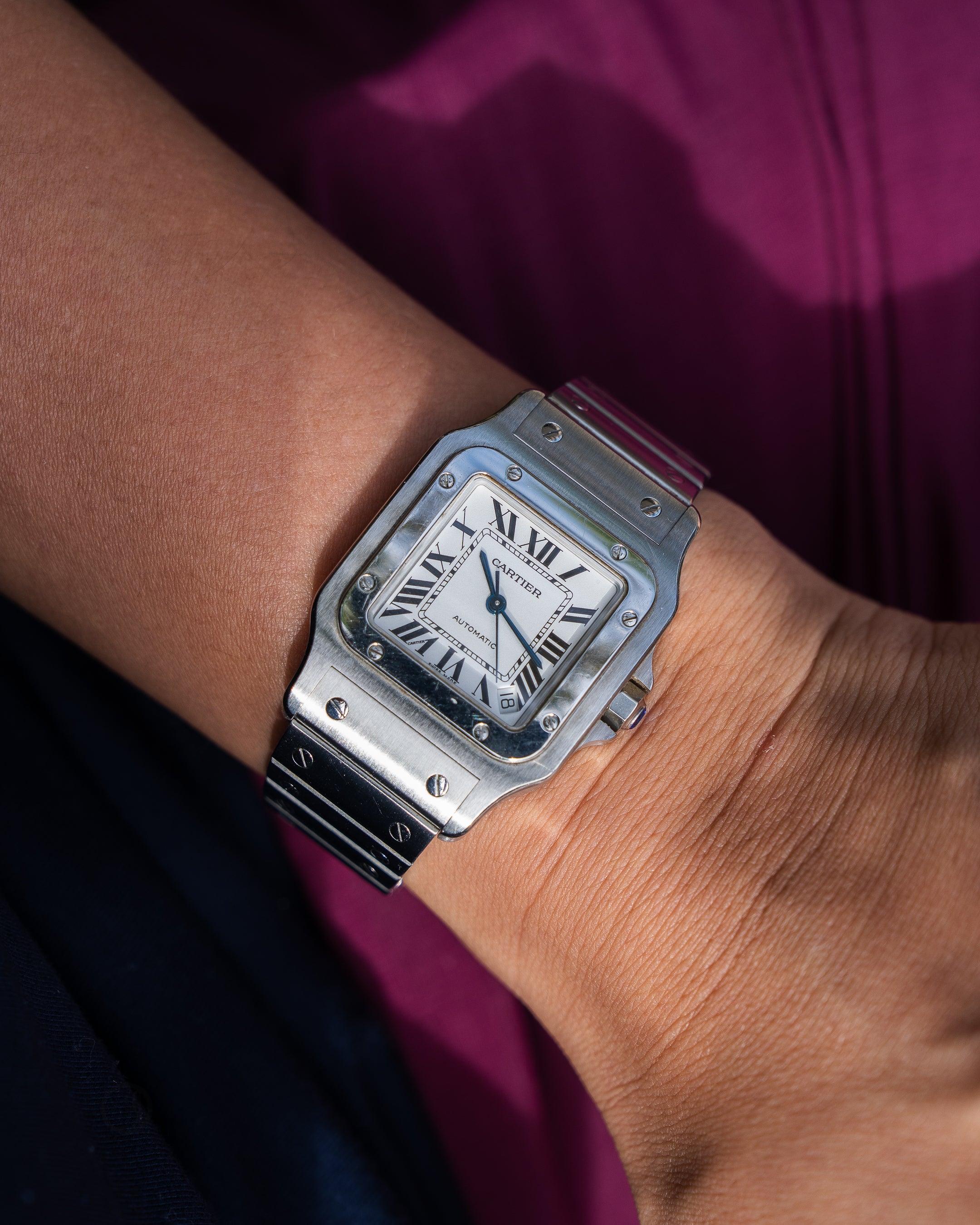 Cartier Santos Galbée reference 2823, XL (extra large size) in steel, full set