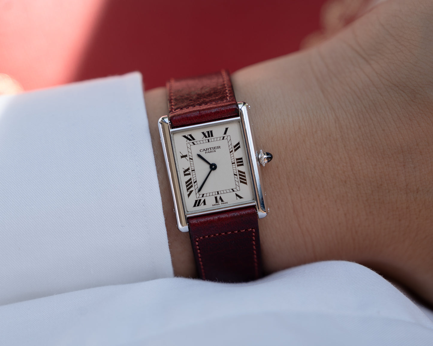 Cartier Tank Louis in platinum, CPCP "Collection Prive", box & guarantee (Price on Request)