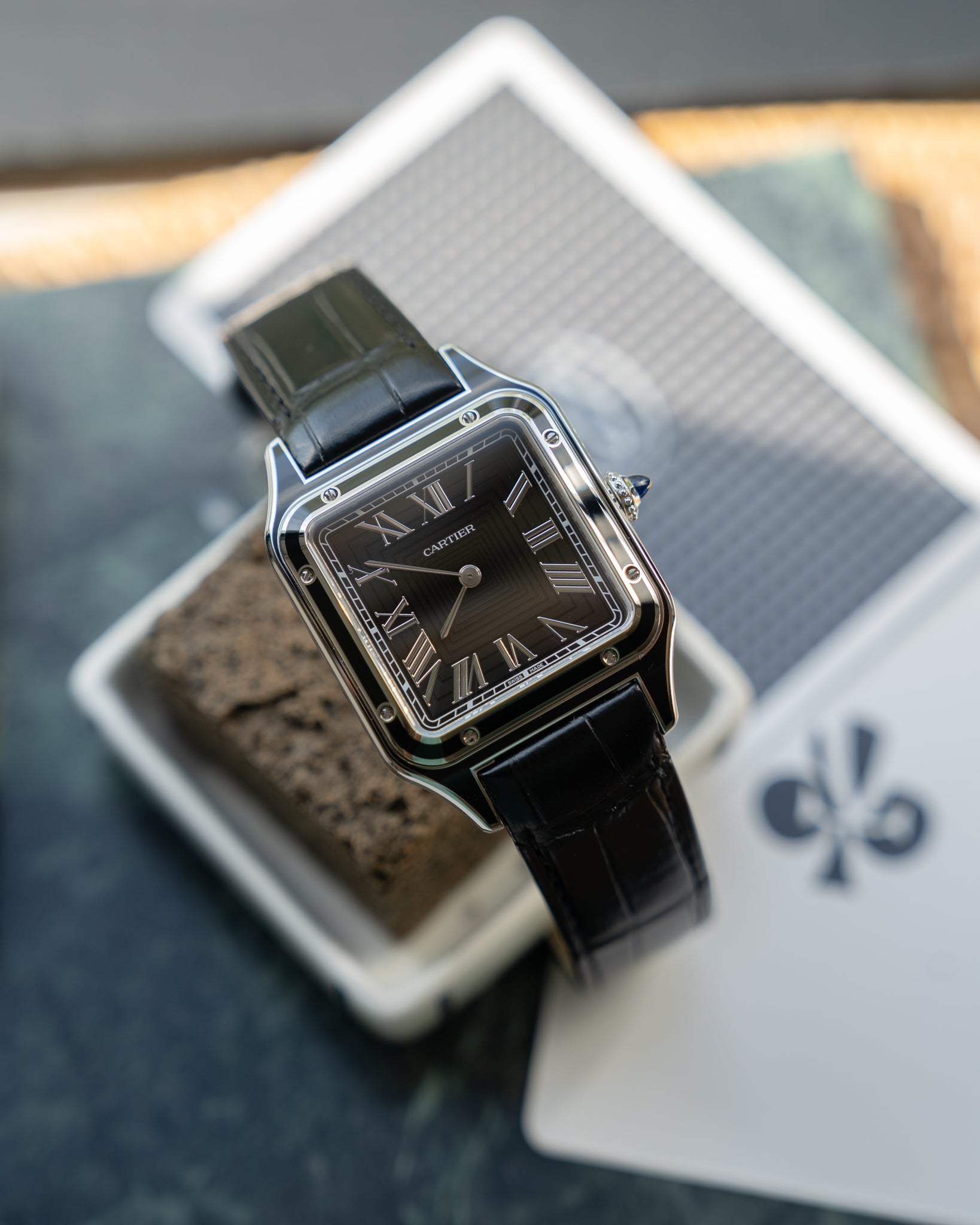 Cartier Santos Dumont WSSA0046 - black lacquer - full set