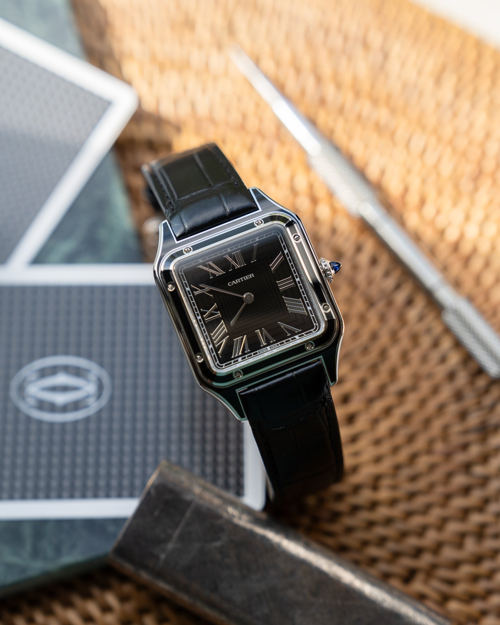 Cartier Santos Dumont WSSA0046 - black lacquer - full set