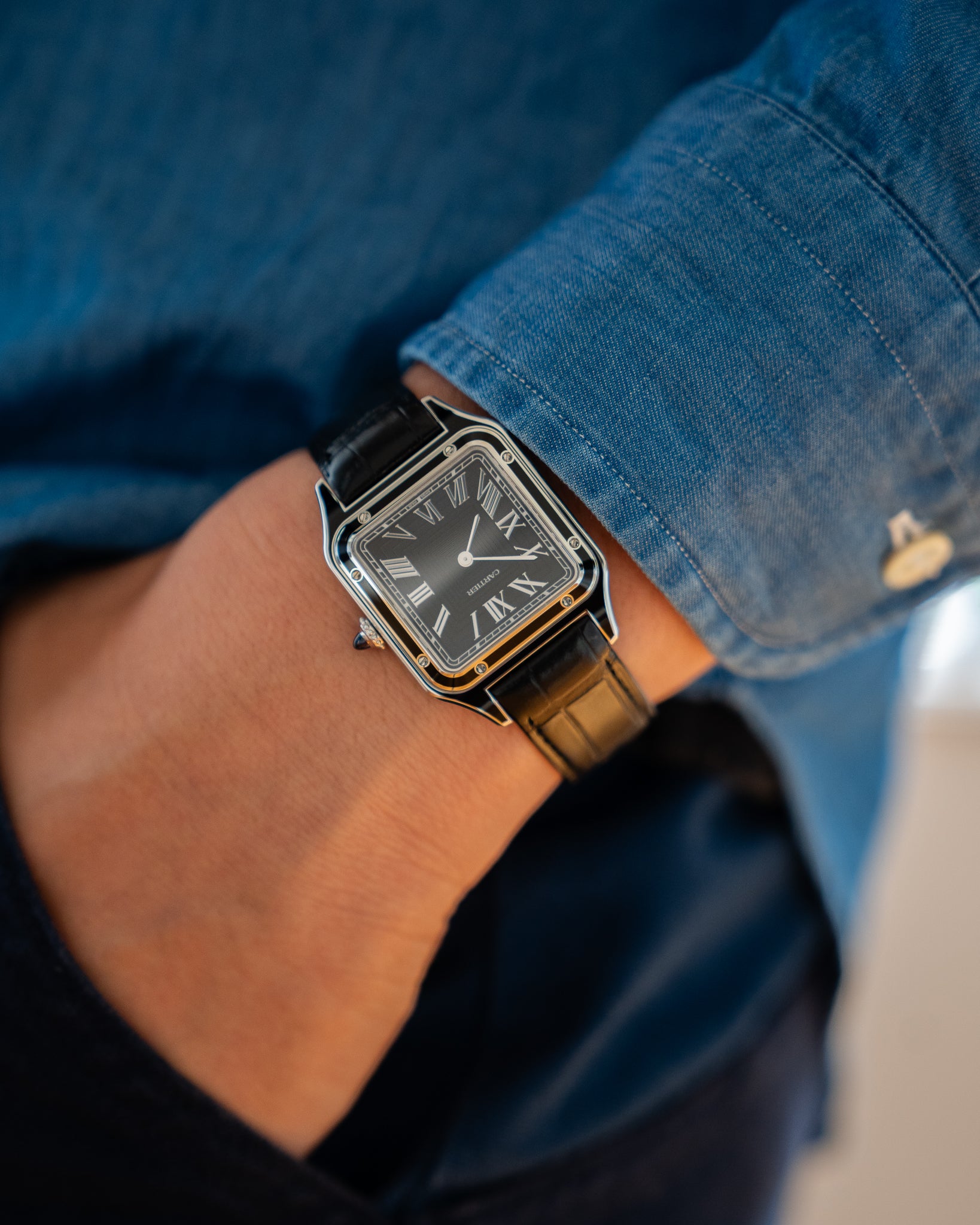 Cartier Santos Dumont WSSA0046 - black lacquer - full set