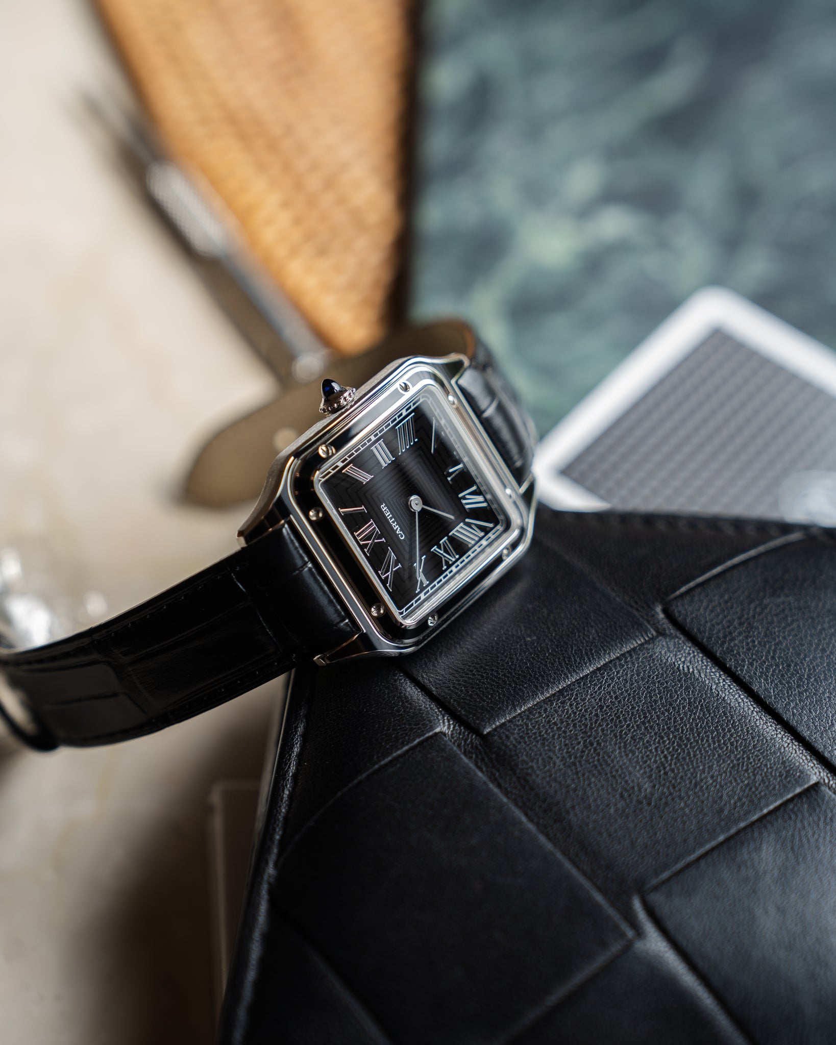 Cartier Santos Dumont WSSA0046 - black lacquer - full set