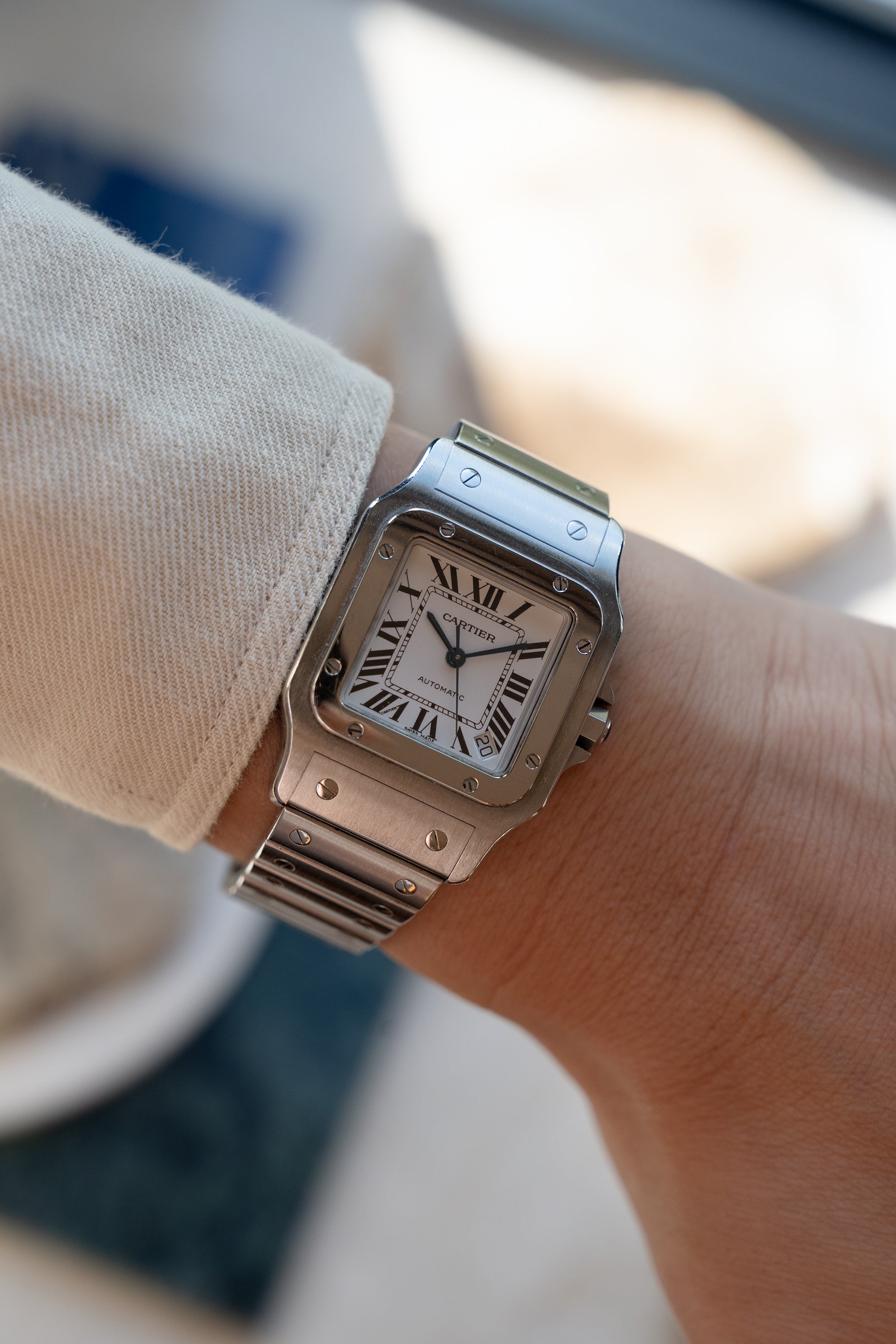 Cartier Santos Galbée reference 2823, XL (extra large size) in steel, full set