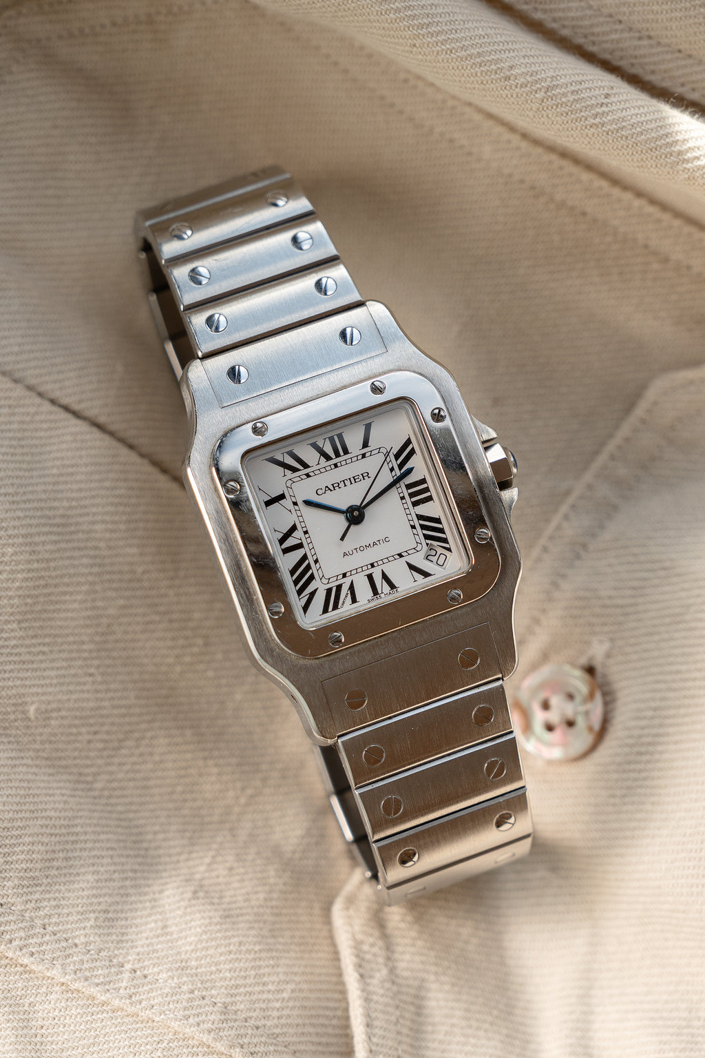 カルティエ サントス ガルベ リファレンス2823、XL（特大サイズ）、スチール製、フルセット