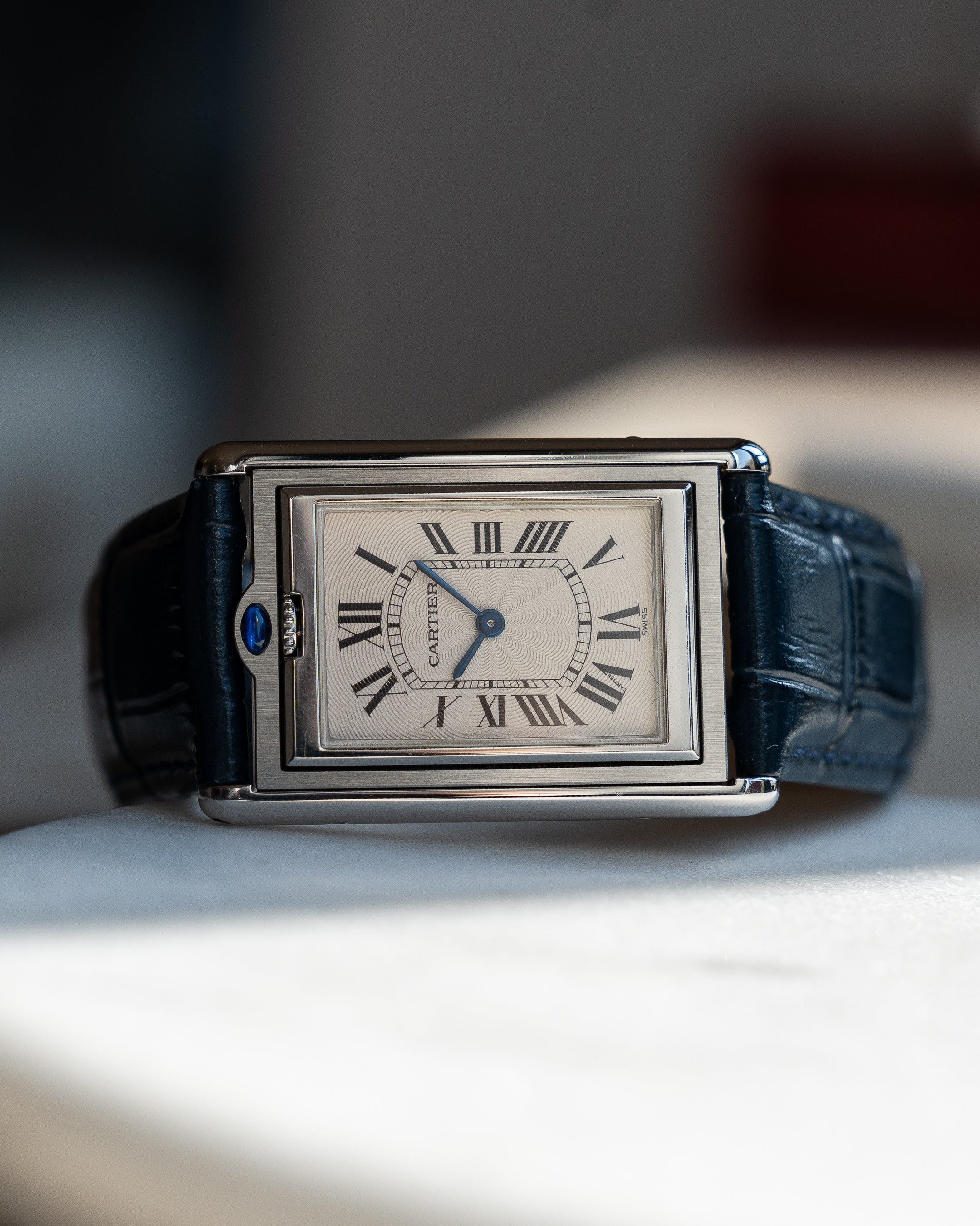 Cartier Tank Basculante in steel, ref. 2390 Mechanique, Full Set