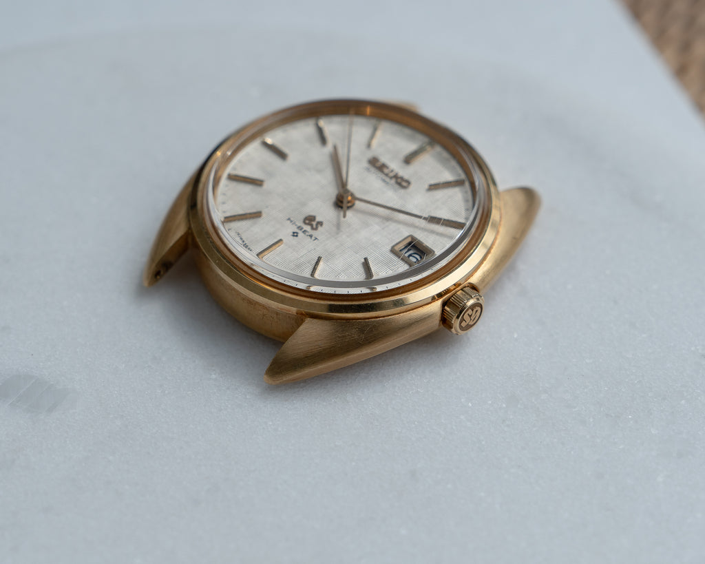 Grand Seiko 5645-7005 linen dial in 18k yellow gold July 1971