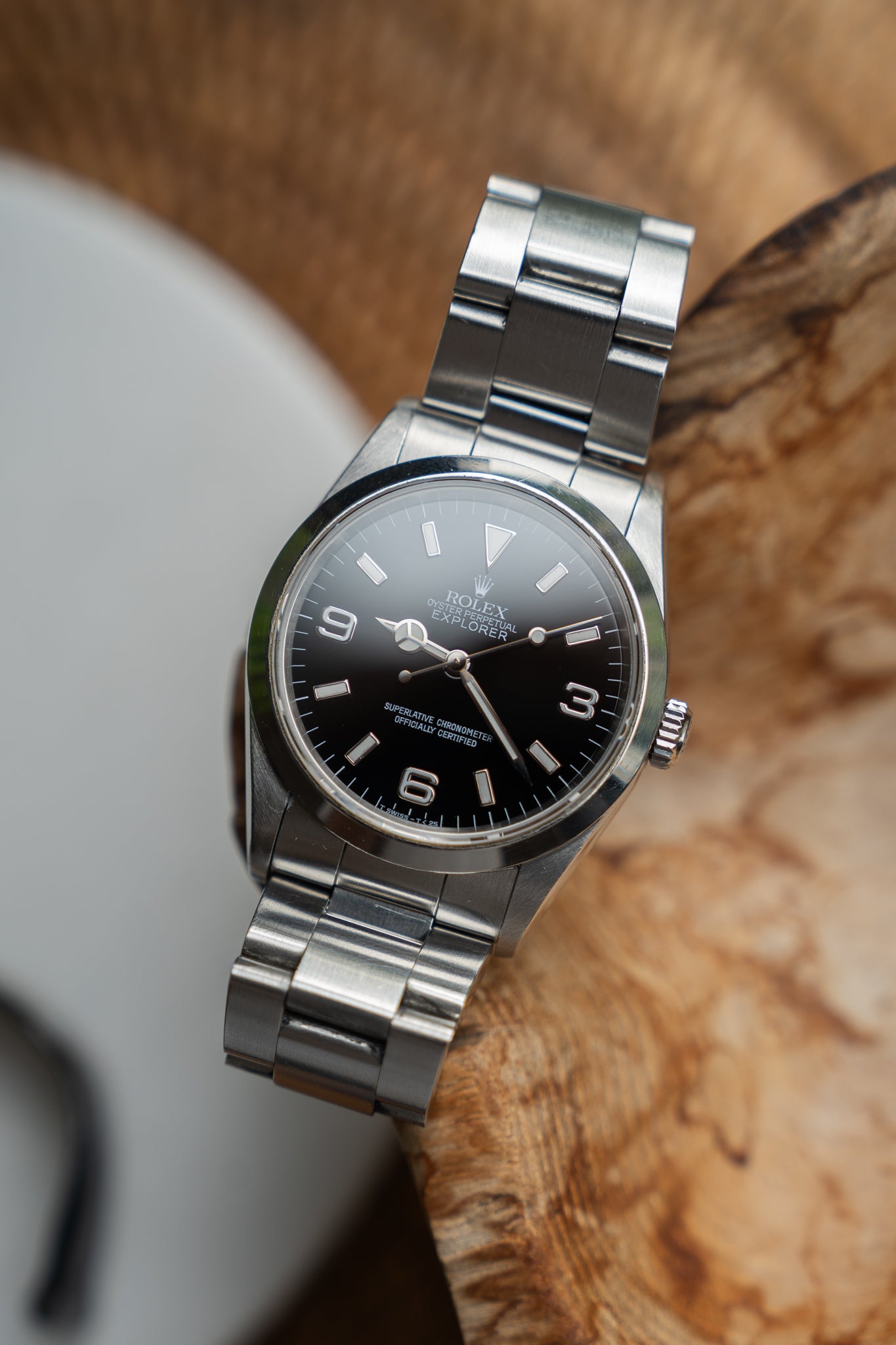 Rolex Explorer I reference 14270, T-Swiss dial T serial from 1996