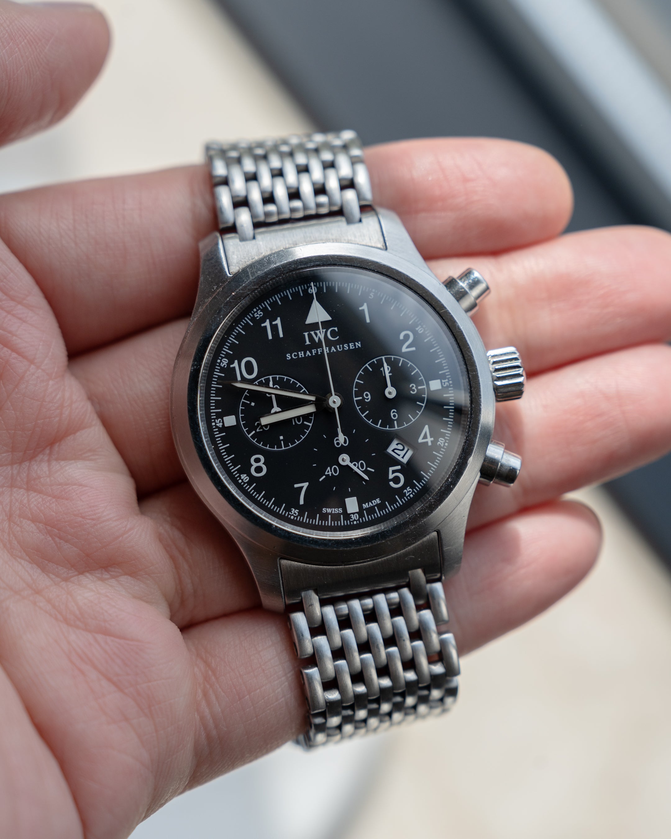 IWC Fliegerchronograph ref. 3741 mecha quartz with original bracelet Special Dial